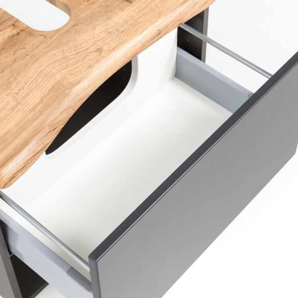 Meuble sous lavabo Karan 61cm 1 tiroir - anthracite/chêne - Image 7