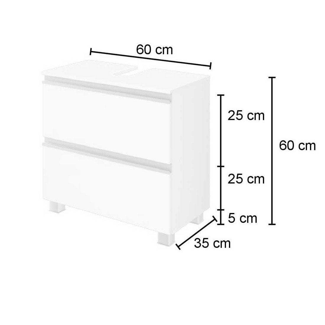 Meuble sous-lavabo Lotuk 60cm 1 porte et 1 tiroir - chêne gris - Image 2