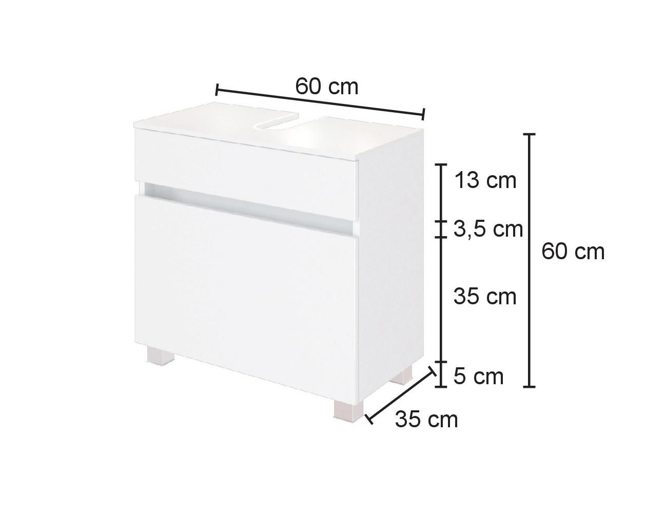 Meuble sous lavabo Luna 60cm 1 tiroir - chêne/blanc - Image 5