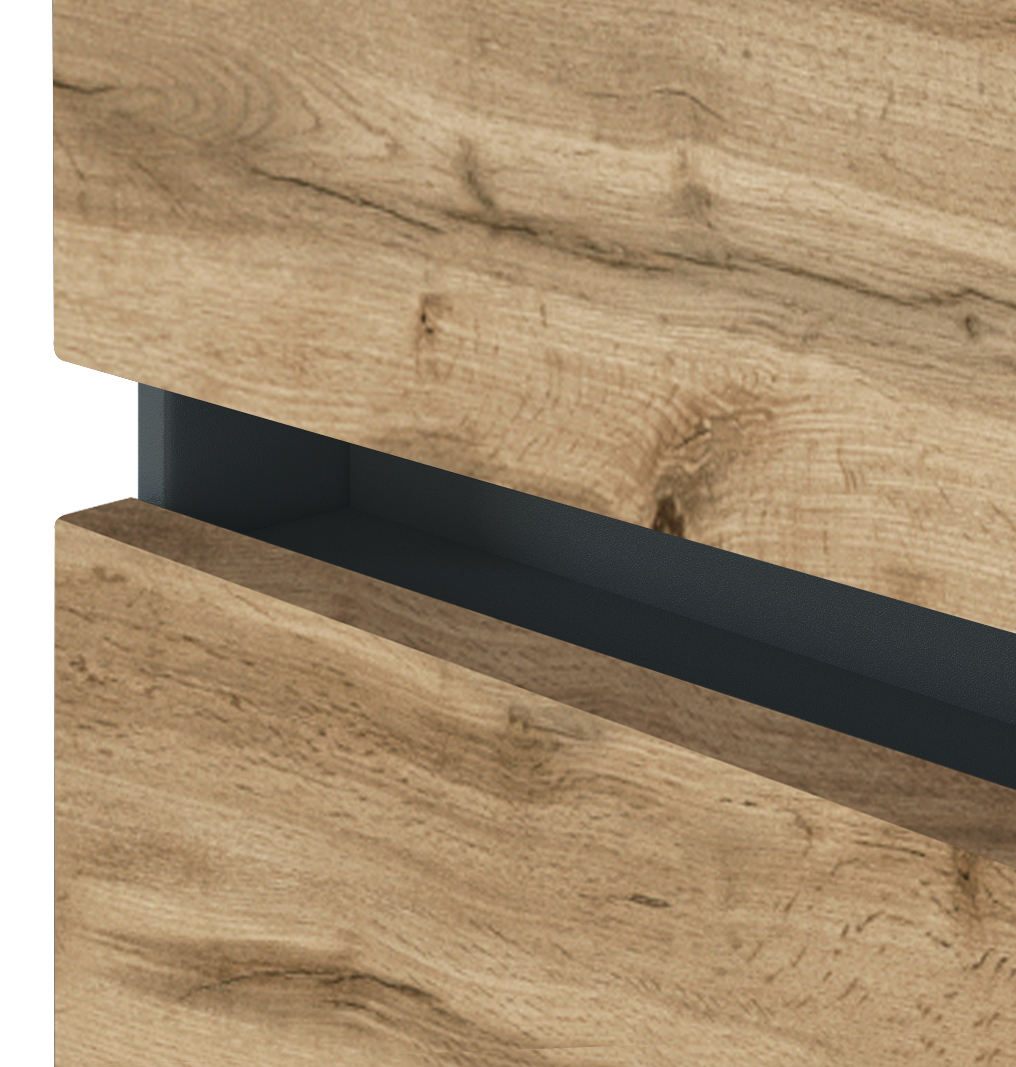 Meuble sous lavabo Luna 60cm 1 tiroir - graphite/chêne - Image 8