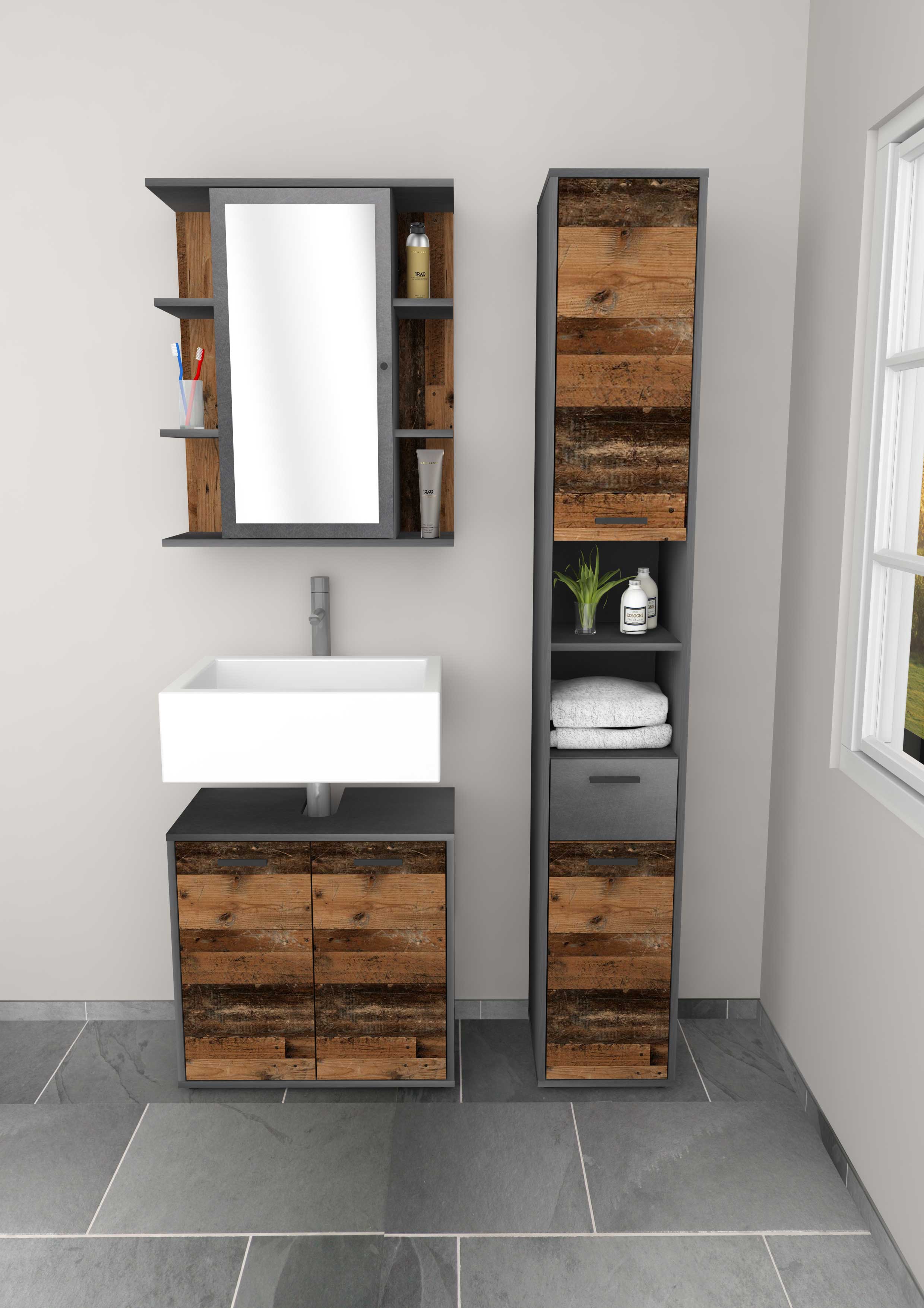 Meuble sous lavabo Madoc 60cm, 2 portes - Old Style - Image 7