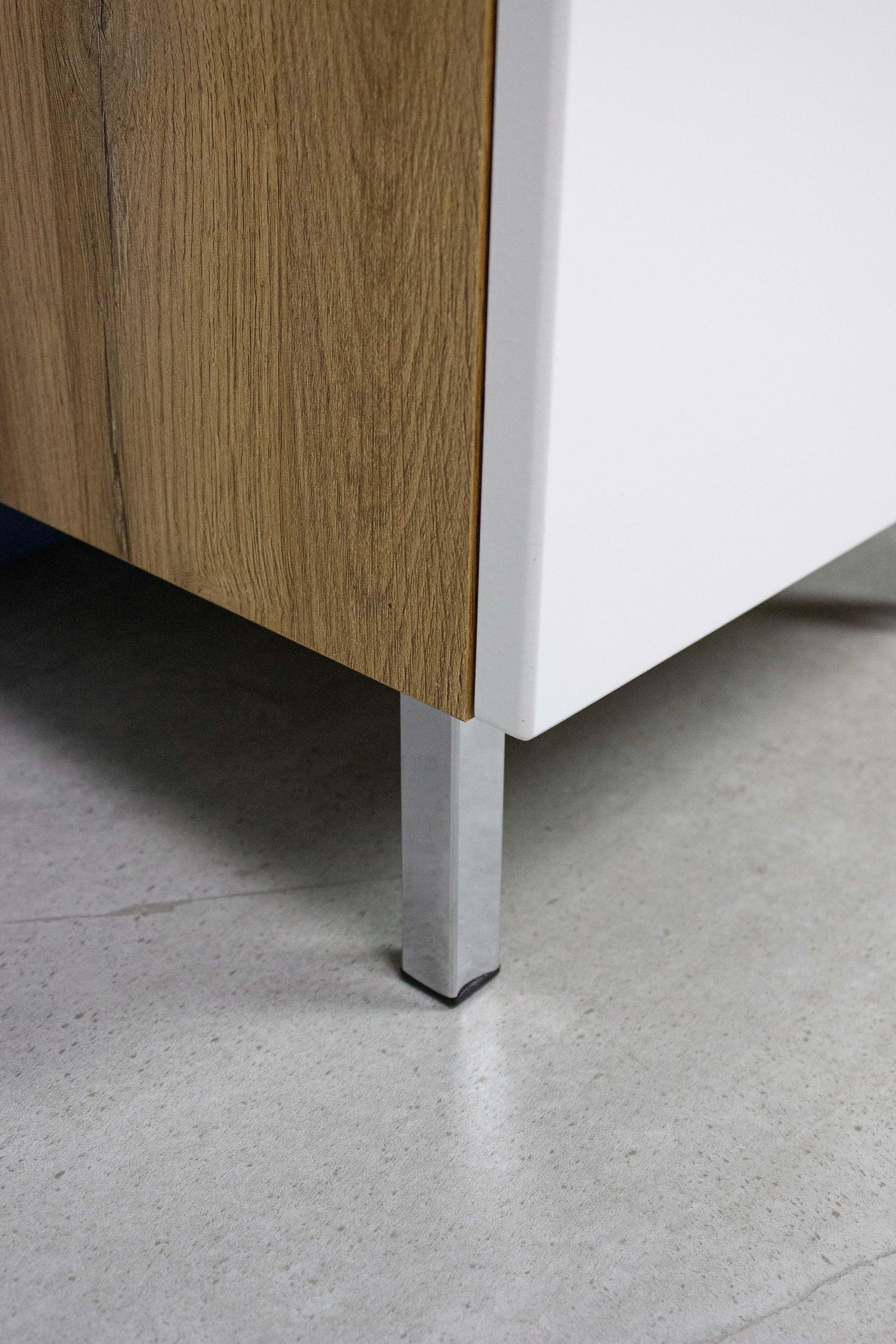 Meuble sous lavabo Mauro 60cm avec porte & 2 tiroirs - chêne/blanc - Image 6