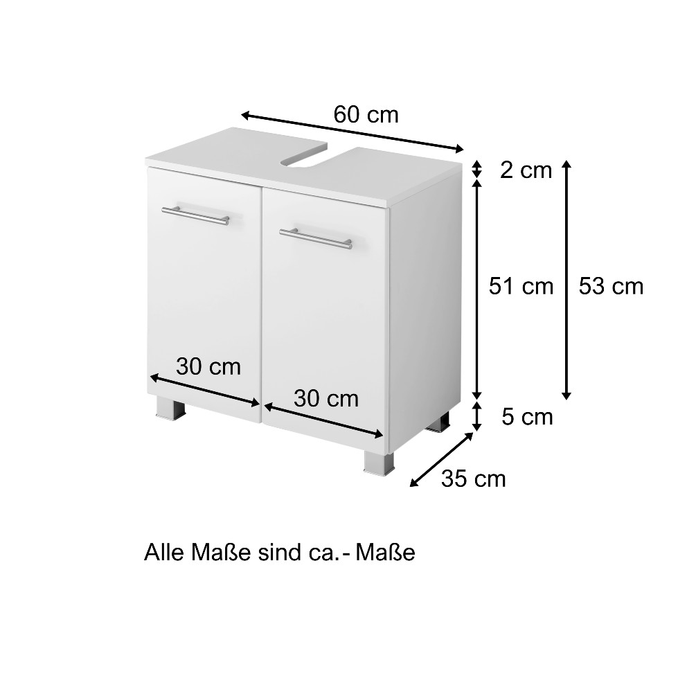 Meuble sous lavabo Pollet 60cm 2 portes - blanc - Image 9