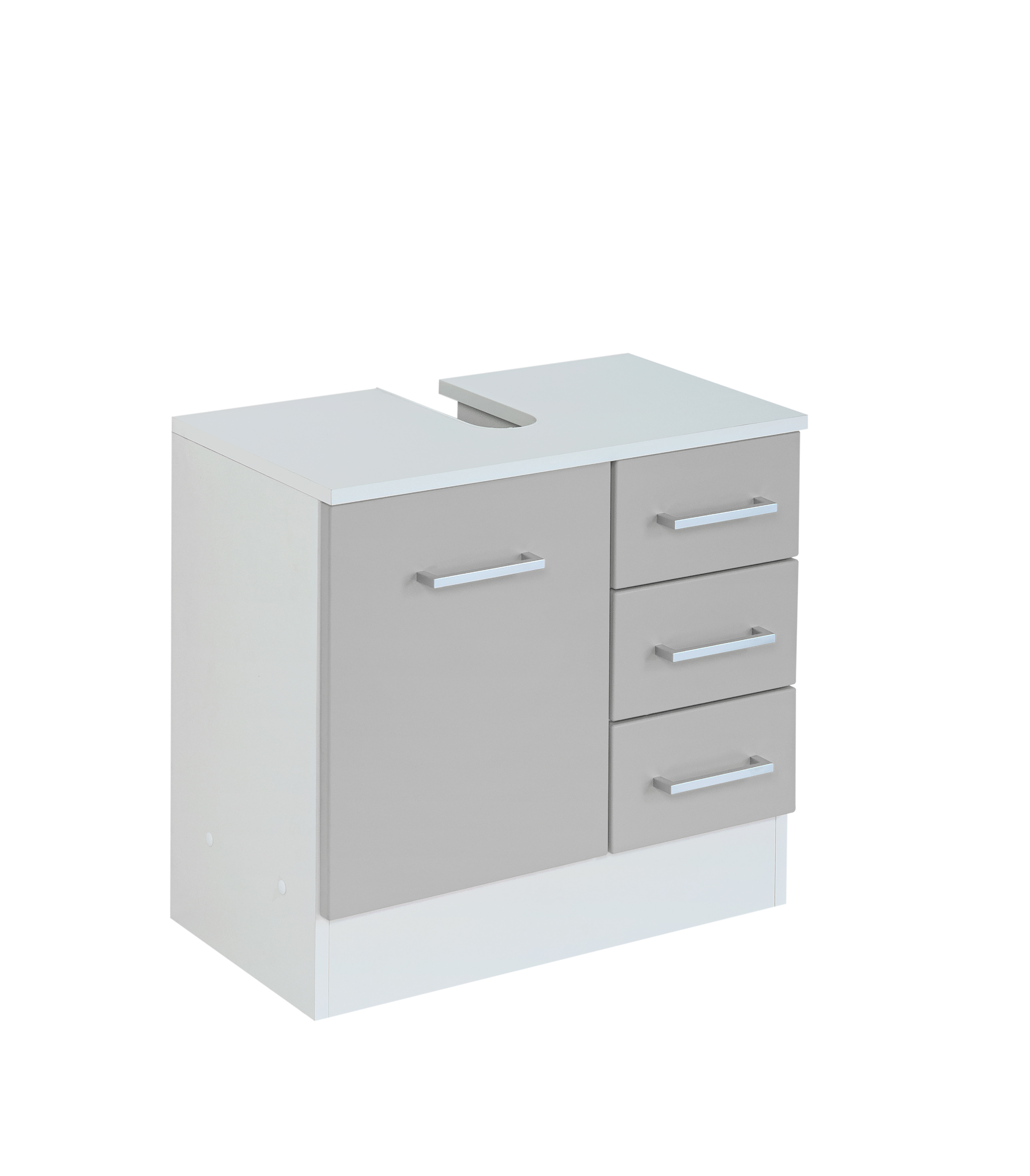 Meuble sous lavabo Ricca 60cm 1 porte & 3 tiroirs - blanc/gris clair - Image 4