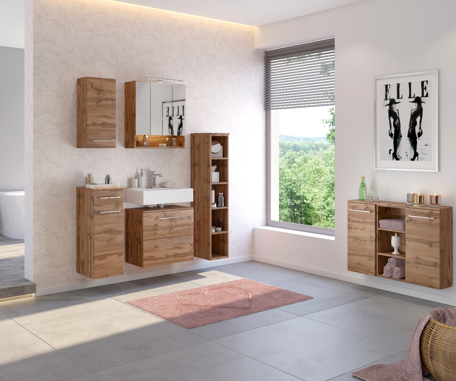 Meuble sous lavabo Sefa 60cm 1 porte & 1 tiroir - chêne wotan - Image 4