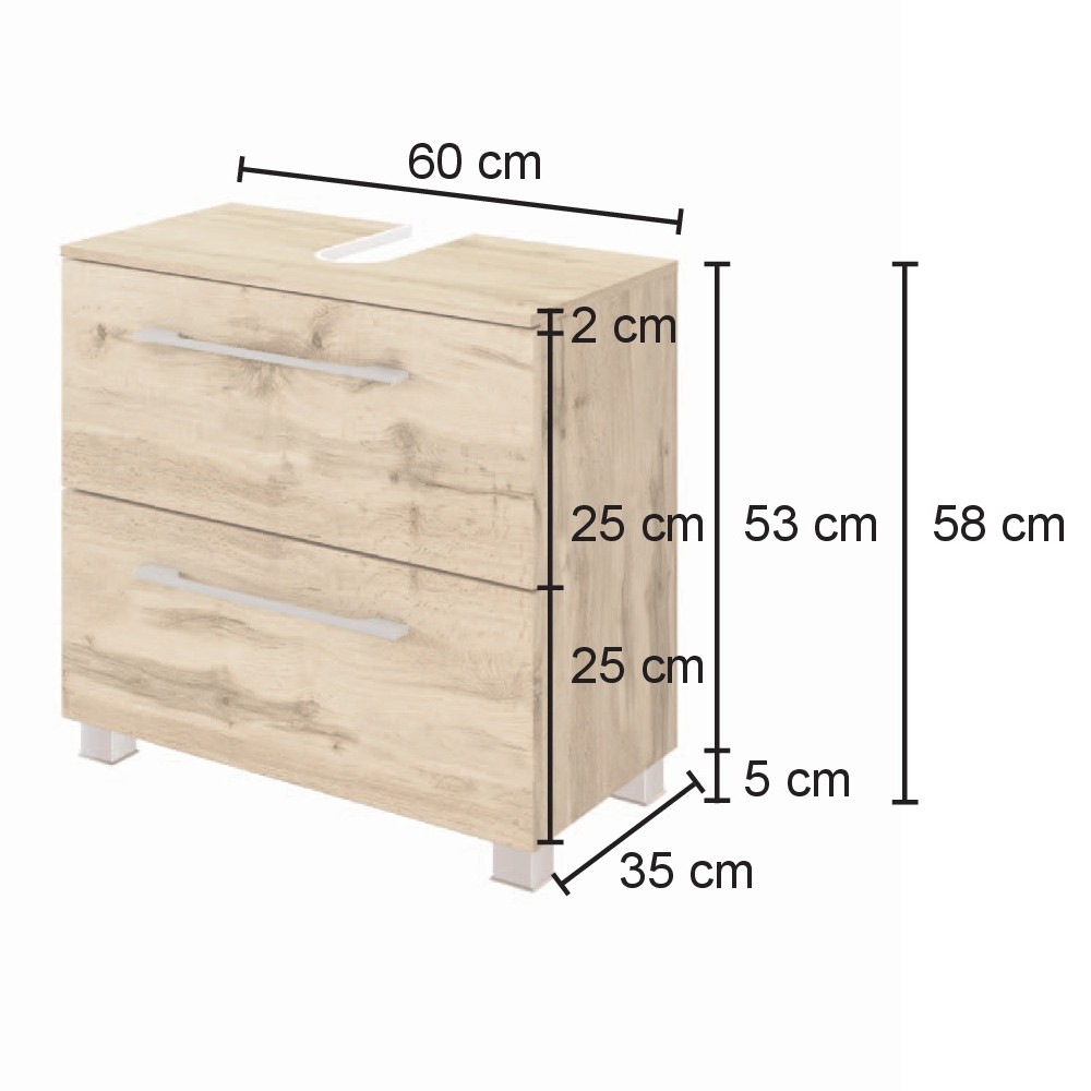 Meuble sous lavabo Sefa 60cm 1 porte & 1 tiroir - chêne wotan - Image 6