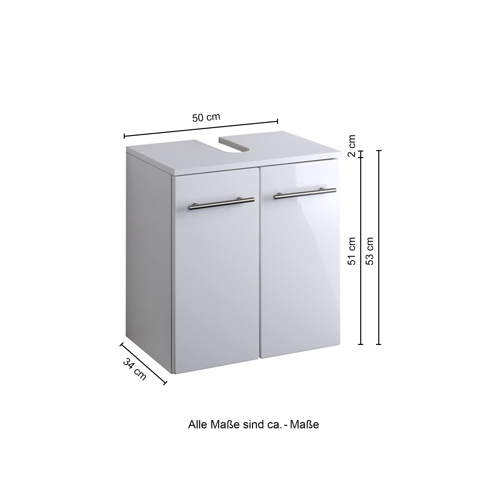 Meuble sous lavabo Small 50cm - blanc brillant - Image 7