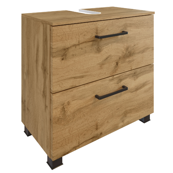 Meuble sous-vasque Malvo 60cm 1 porte pliante & 1 tiroir - chêne/noir - Image 11