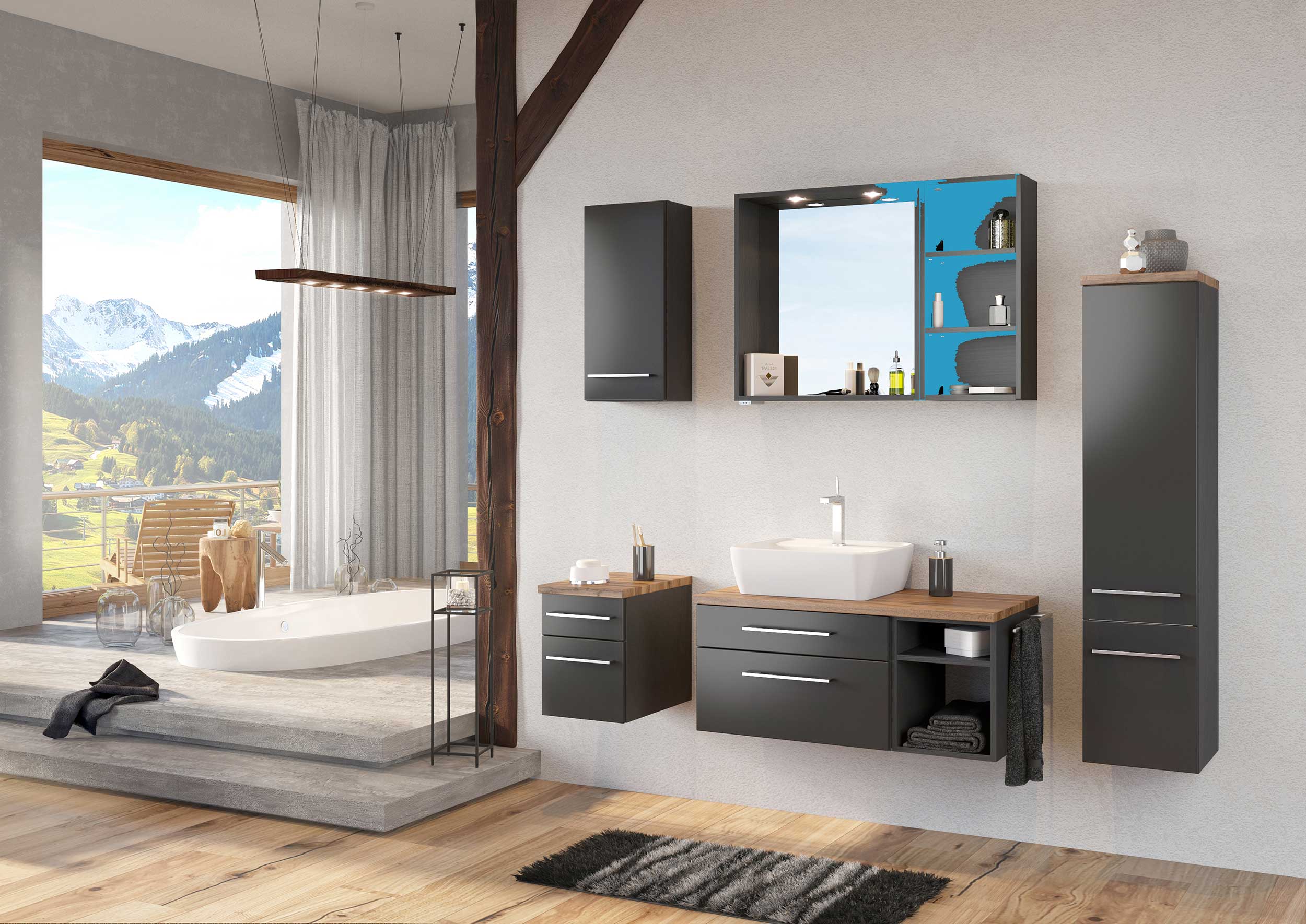 Meuble suspendu Dasa 30cm 1 porte - graphite/gris mat - Image 5