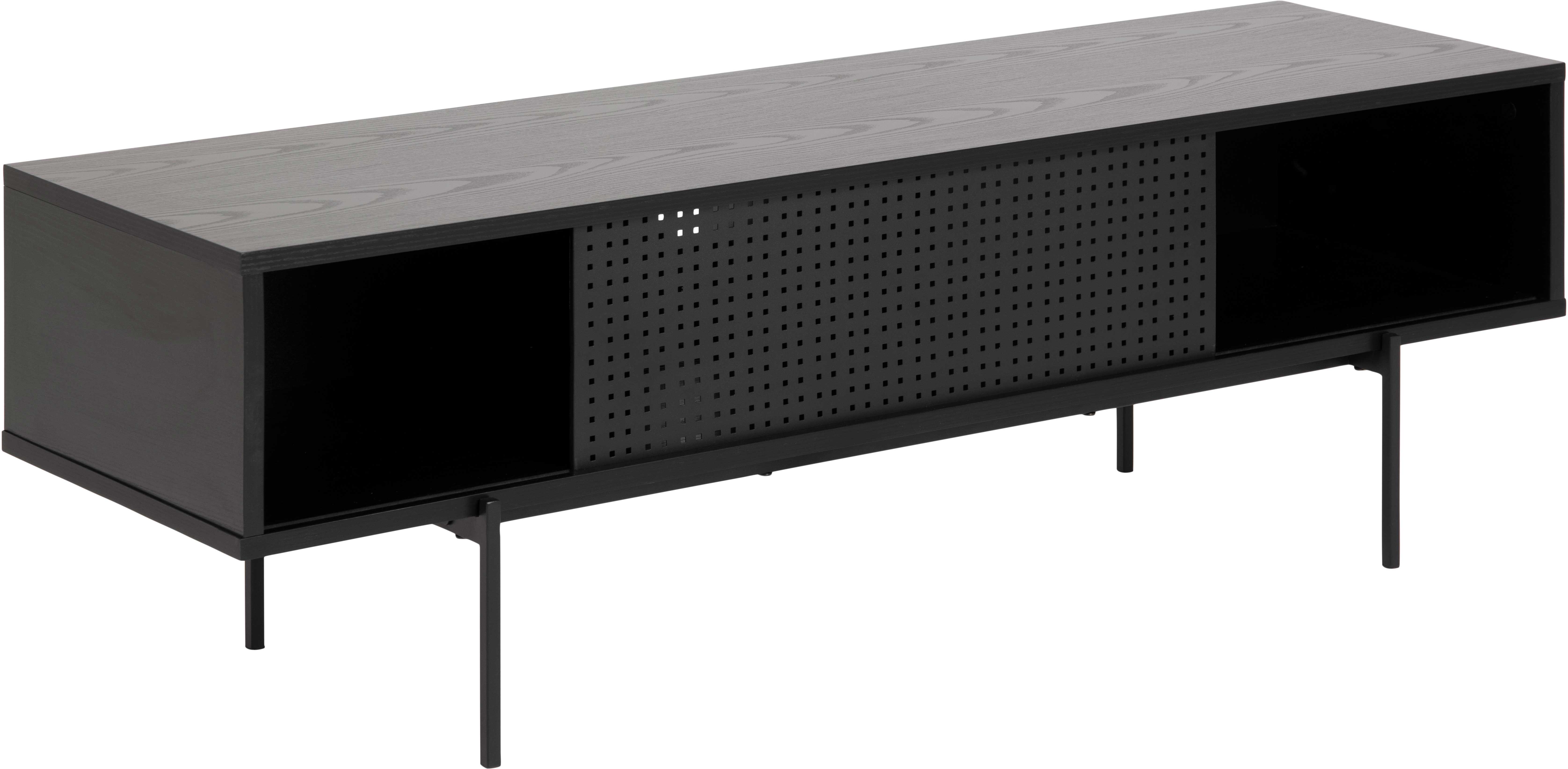 Meuble TV Angus 140 cm avec porte coulissante - noir - Image 6