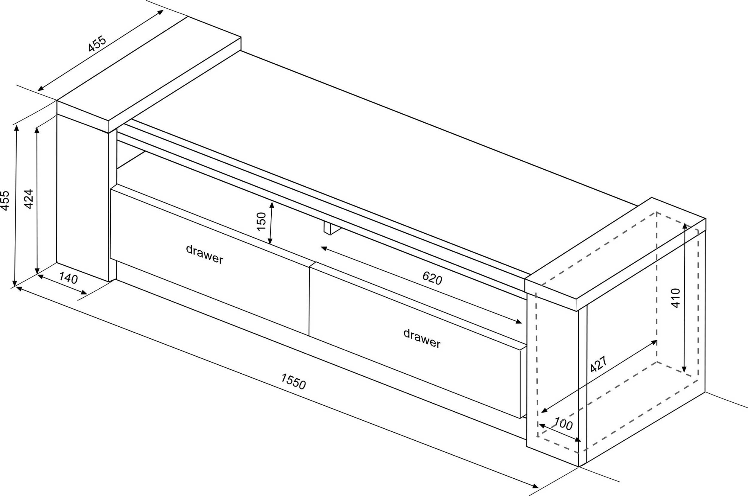 Meuble tv Ares 154cm - brun - Image 2
