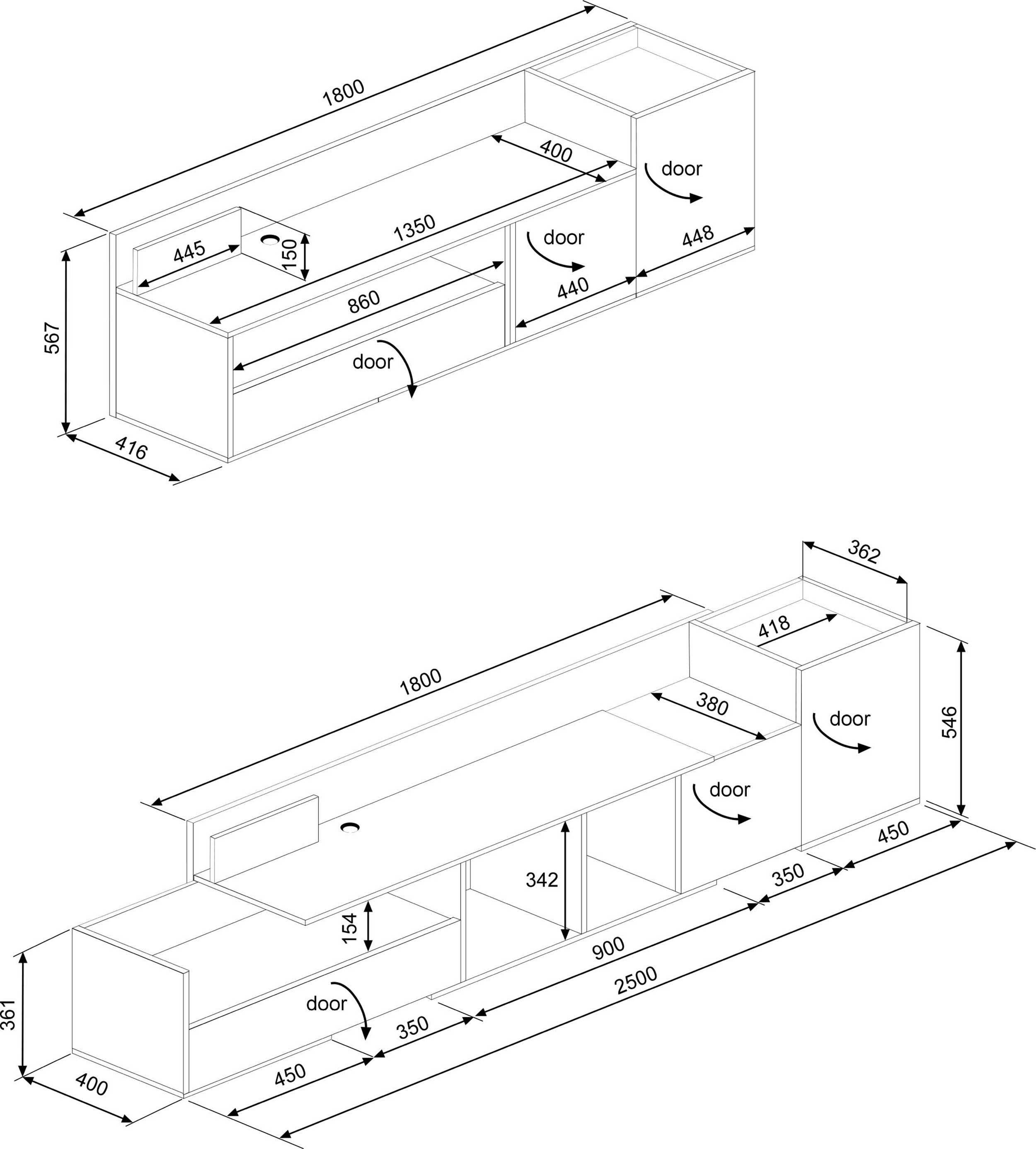 Meuble tv Boost 180cm - beige/gris - Image 2