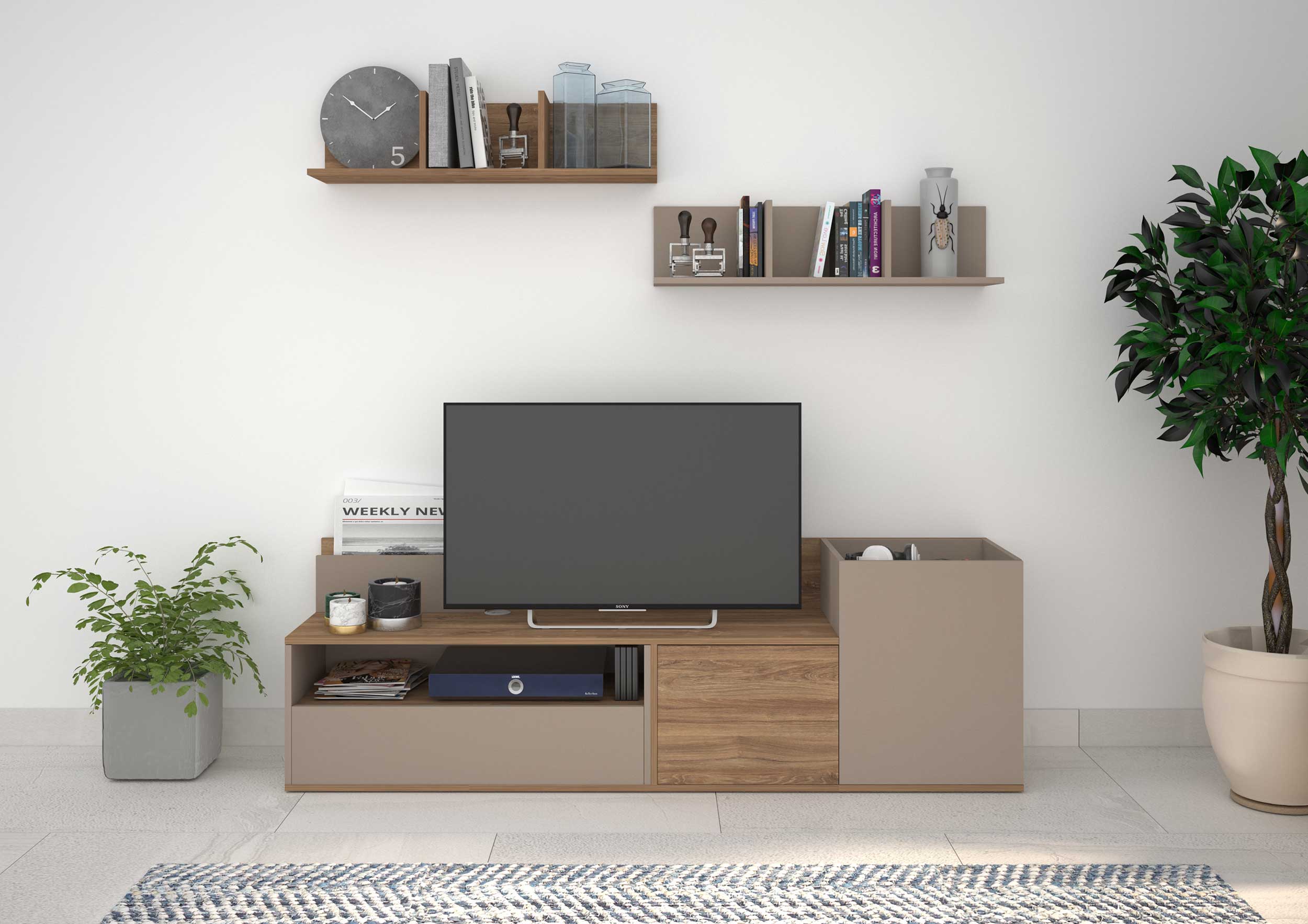 Meuble tv Boost 180cm - beige/gris - Image 6