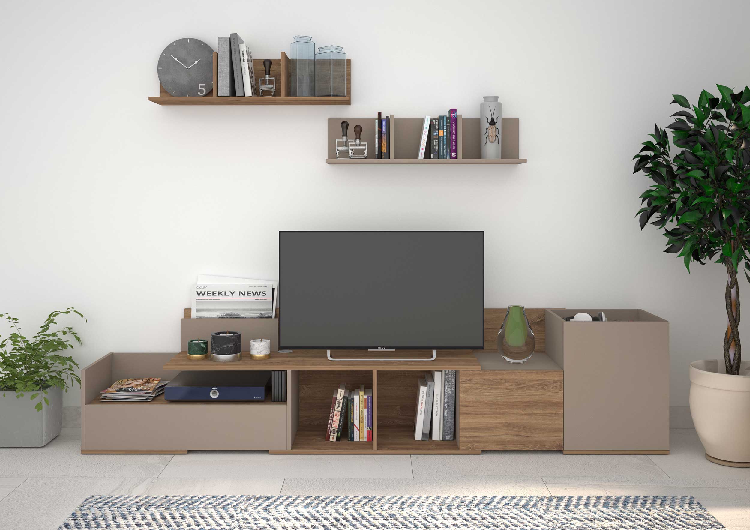 Meuble tv Boost 180cm - beige/gris - Image 7