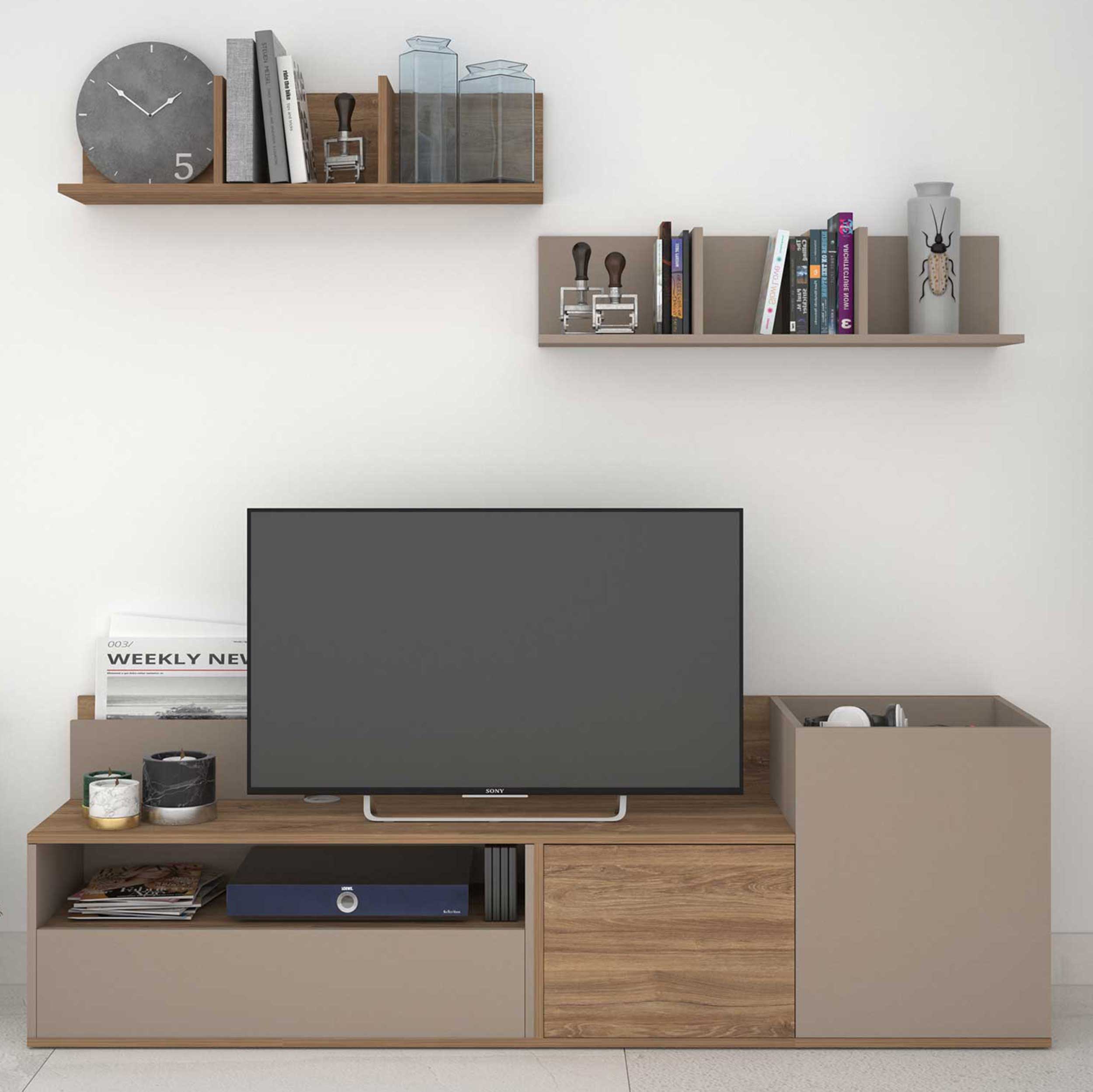 Meuble tv Boost 180cm - beige/gris - Image 1