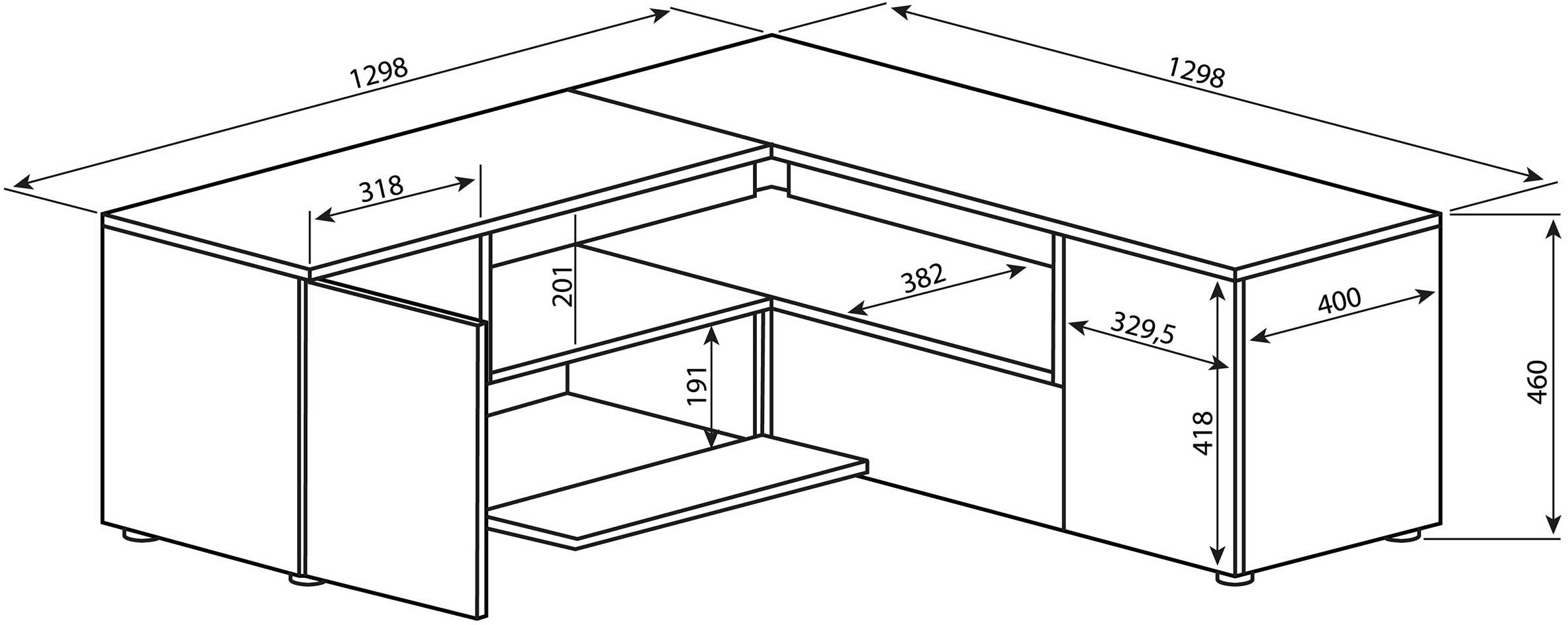 Meuble TV Cleo 130cm - blanc/chêne - Image 3
