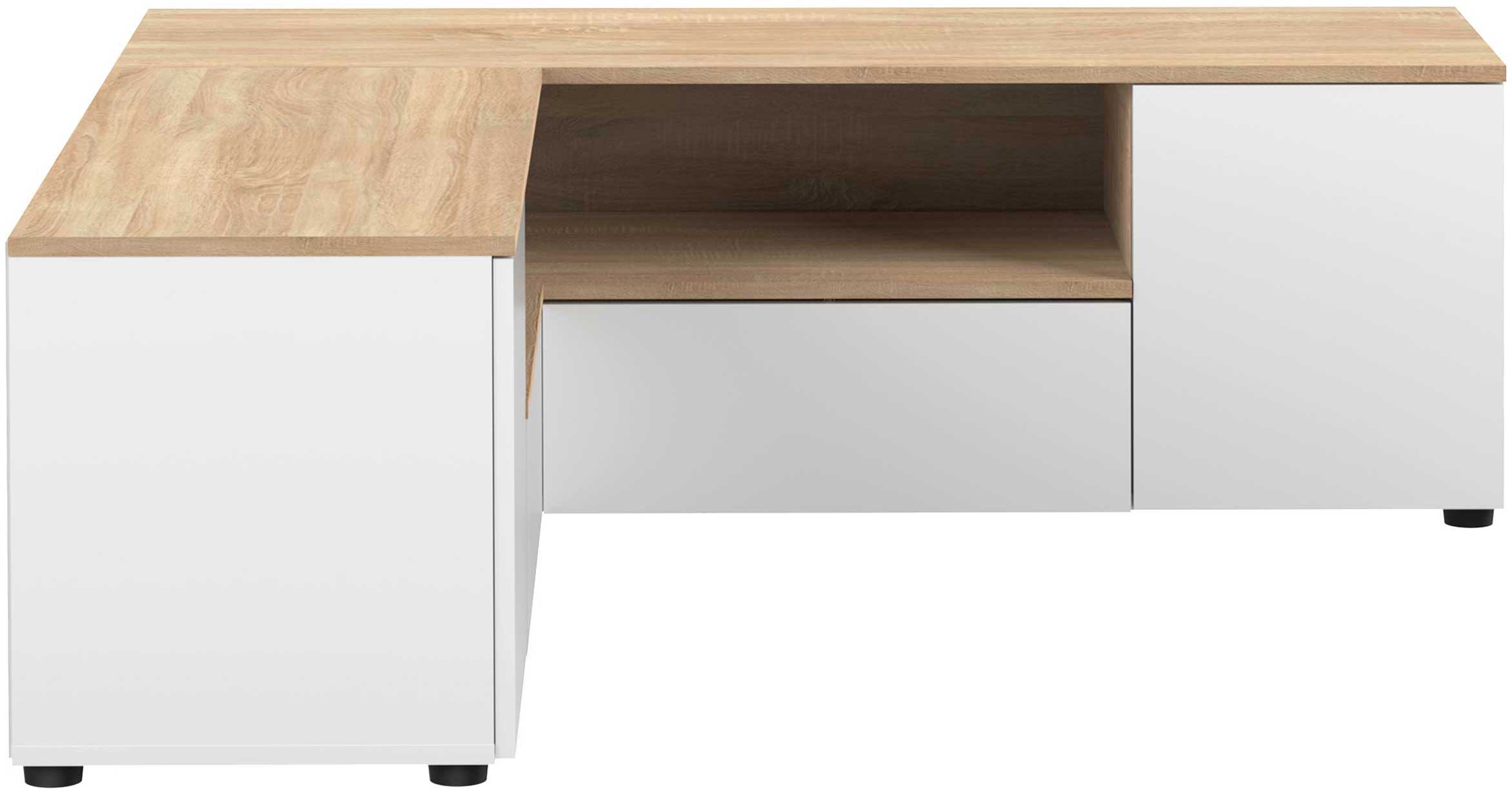 Meuble TV Cleo 130cm - blanc/chêne - Image 4