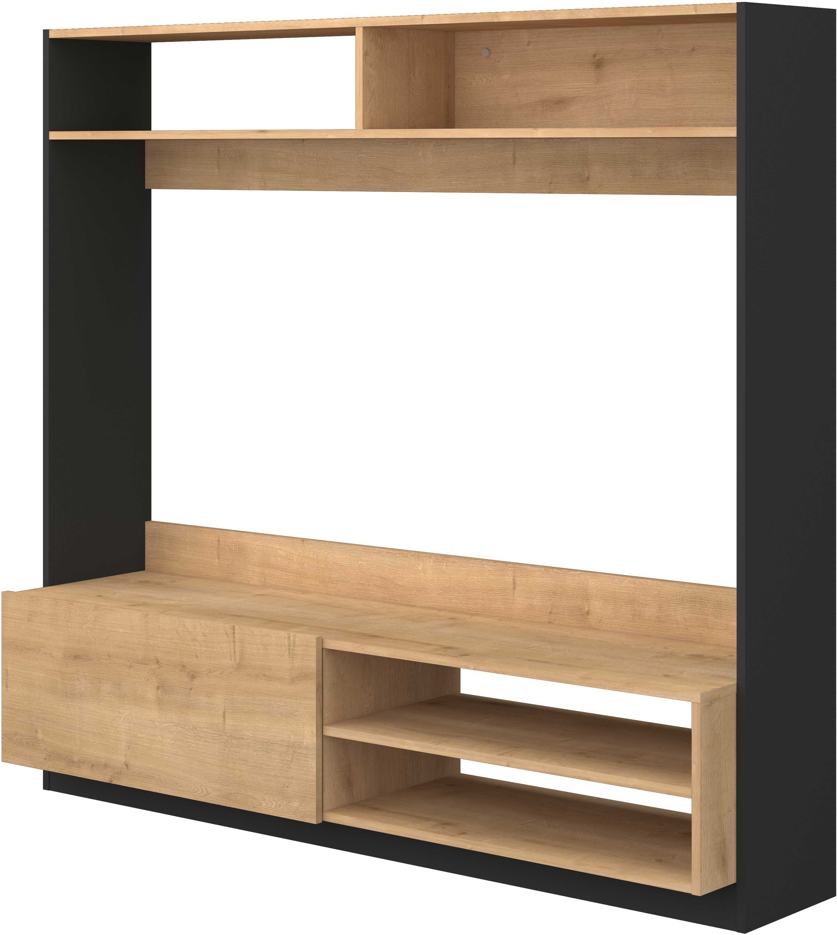 Meuble TV Daphne 163cm avec porte pliante - chêne/noir - Image 5