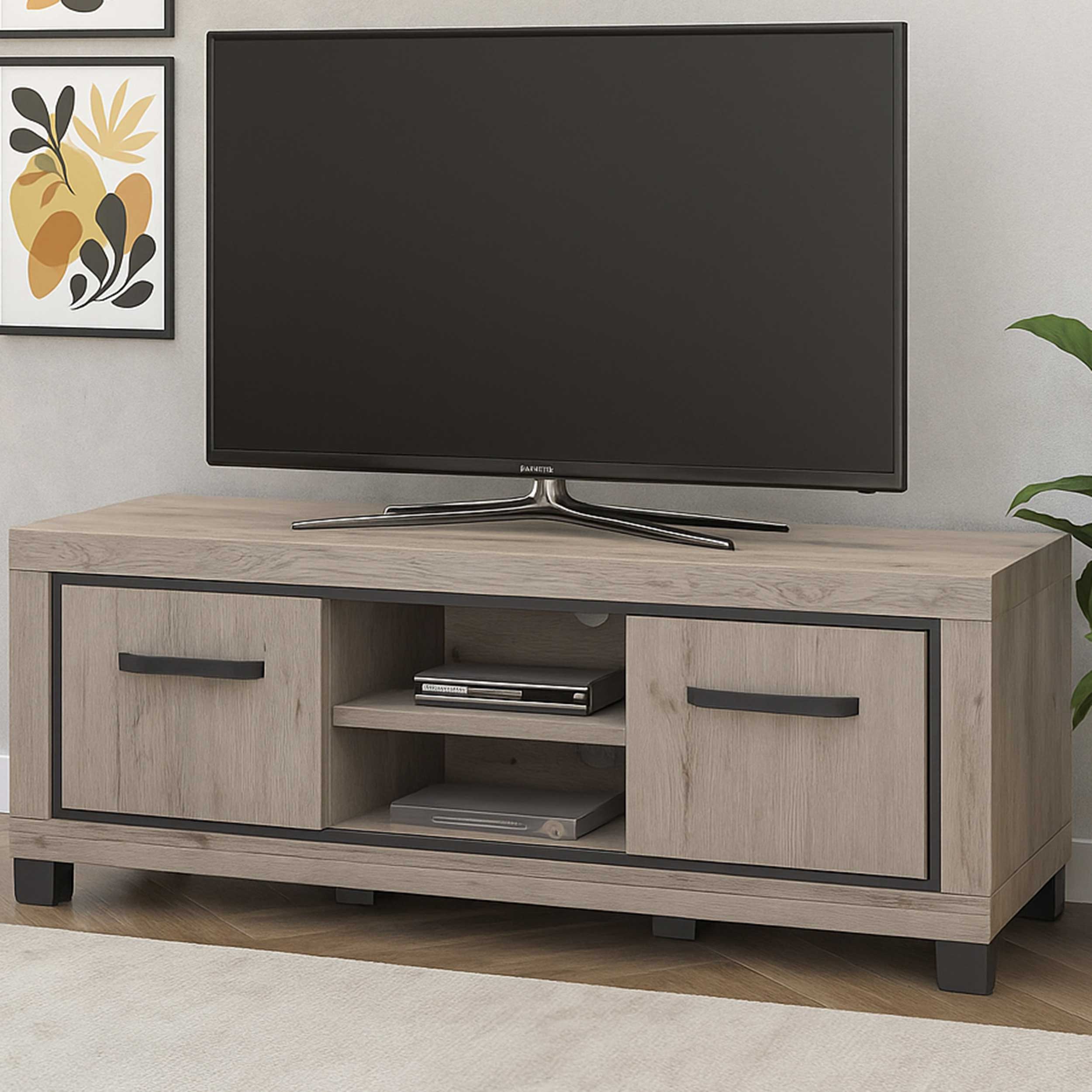Meuble tv Dirk 155cm 2 portes - gris