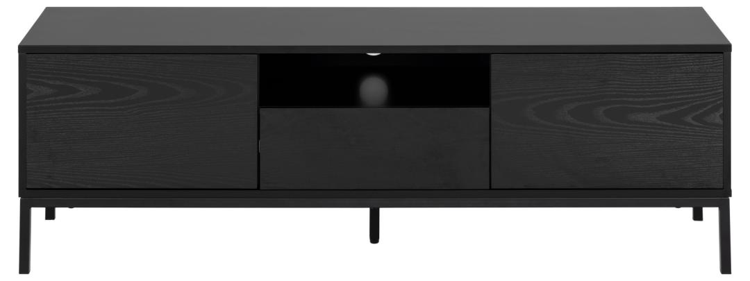 Meuble TV Dover 140cm 2 portes 1 tiroir - noir/chêne sauvage - Image 9