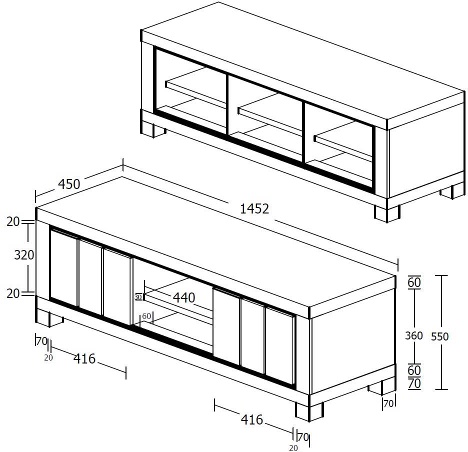Meuble tv Elke 145cm 2 portes - chêne - Image 2