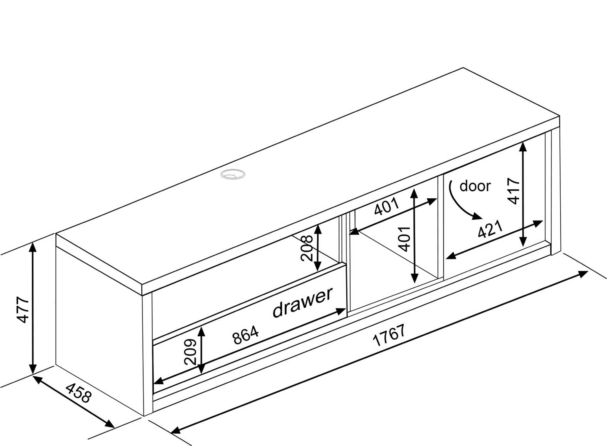 Meuble tv Frame 177cm - chêne foncé - Image 2