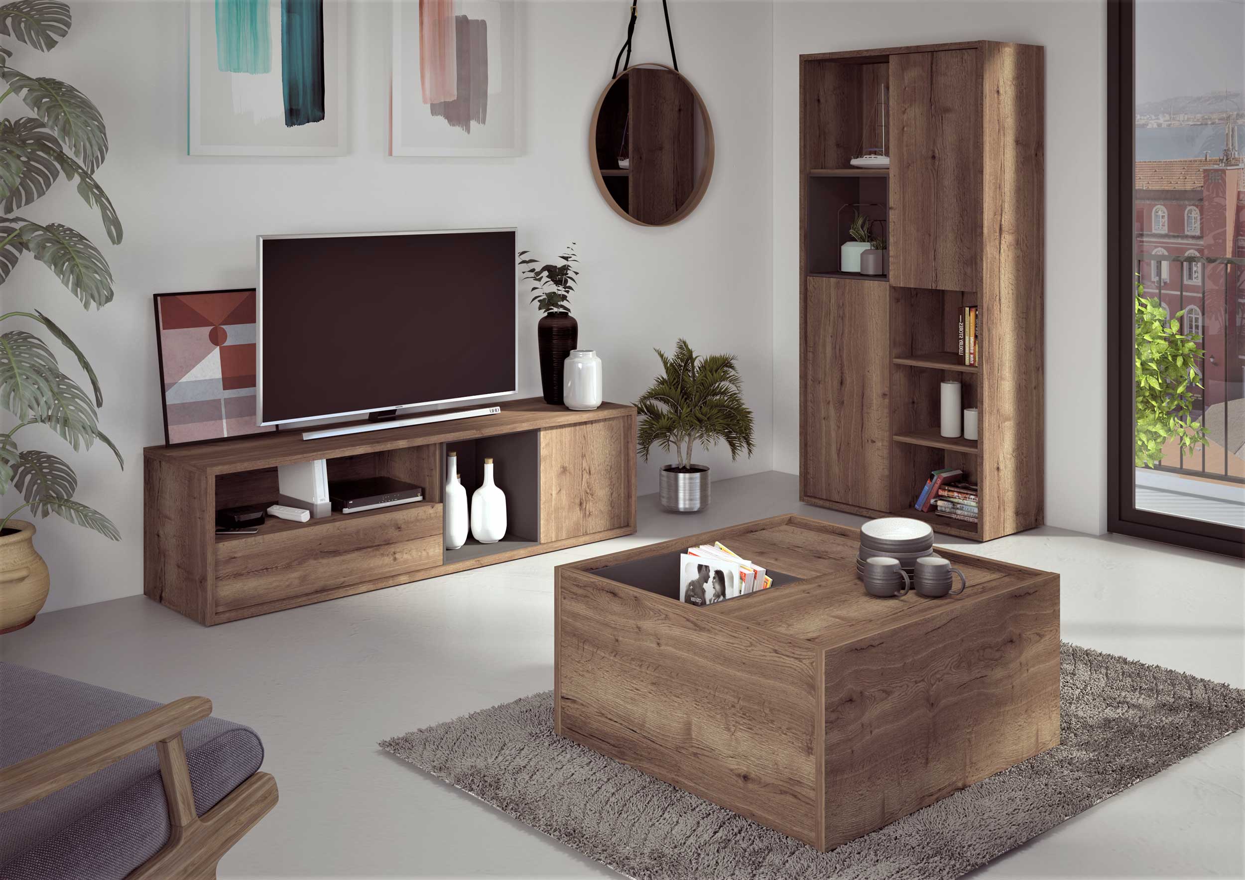 Meuble tv Frame 177cm - chêne foncé - Image 4