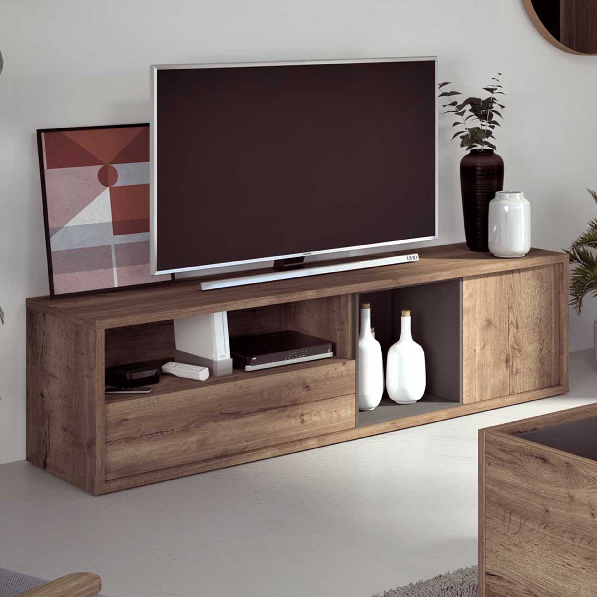 Meuble tv Frame 177cm - chêne foncé