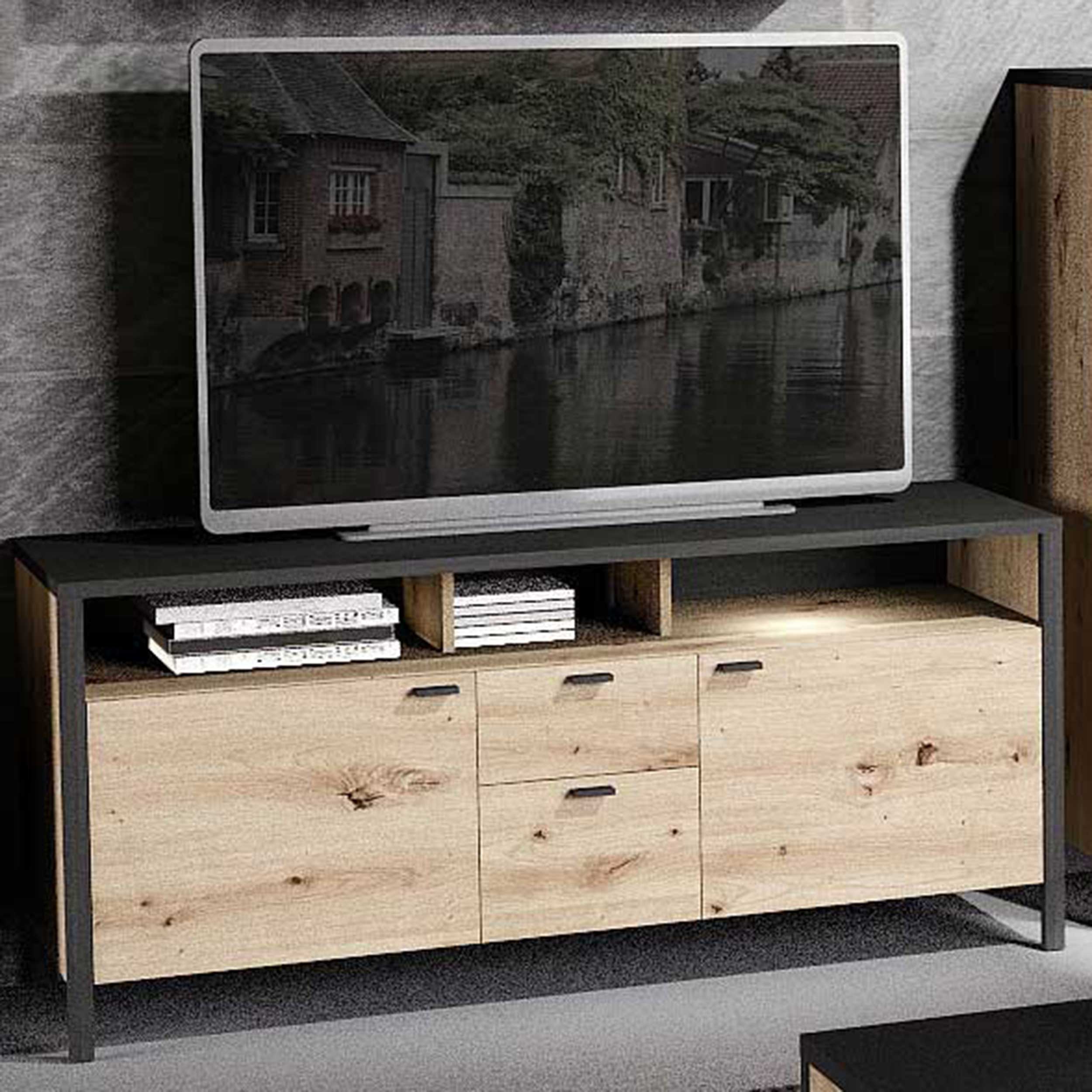 Meuble tv In-Loft 164cm - chêne vieilli