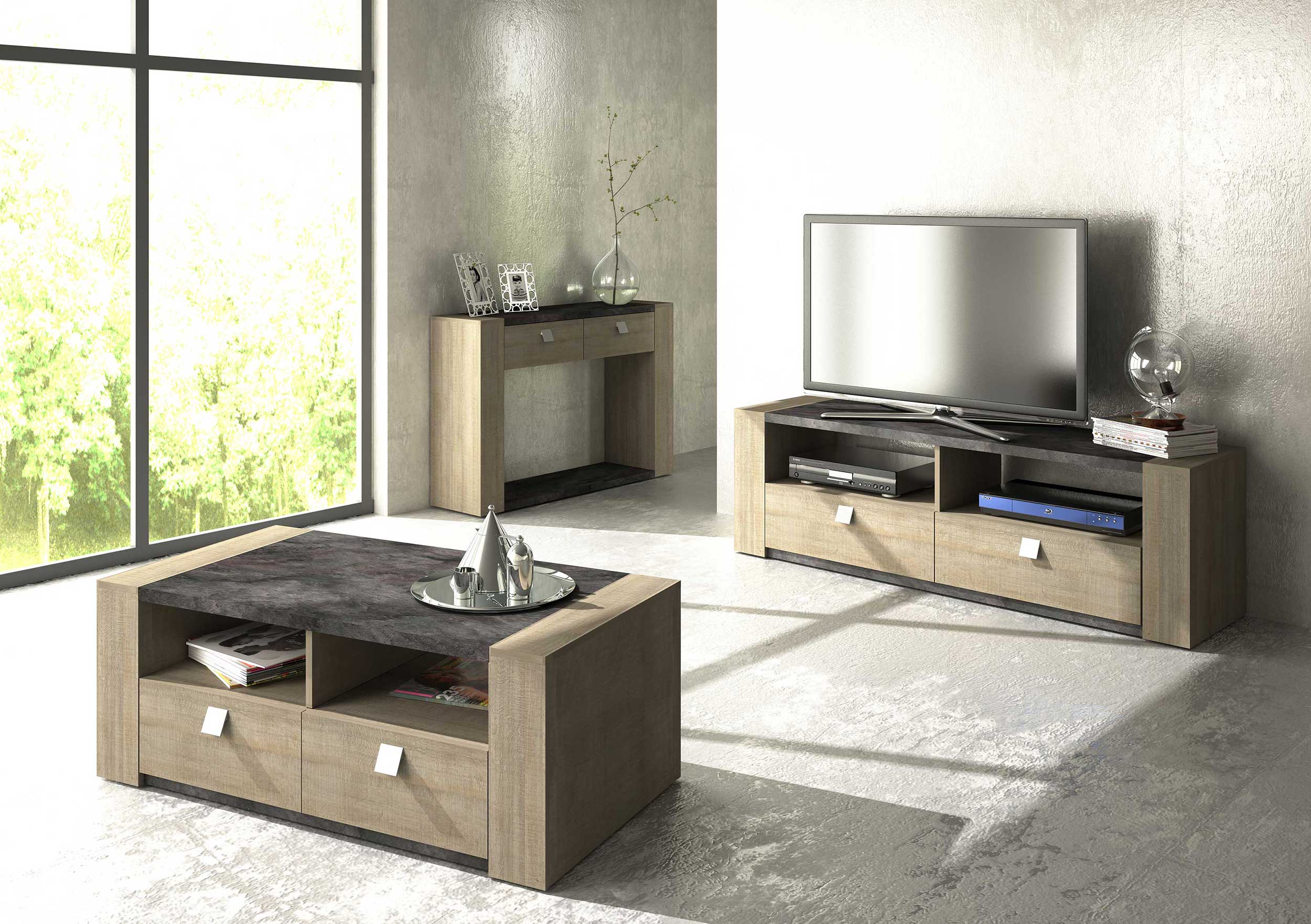 Meuble tv Iris 155cm - gris béton - Image 3