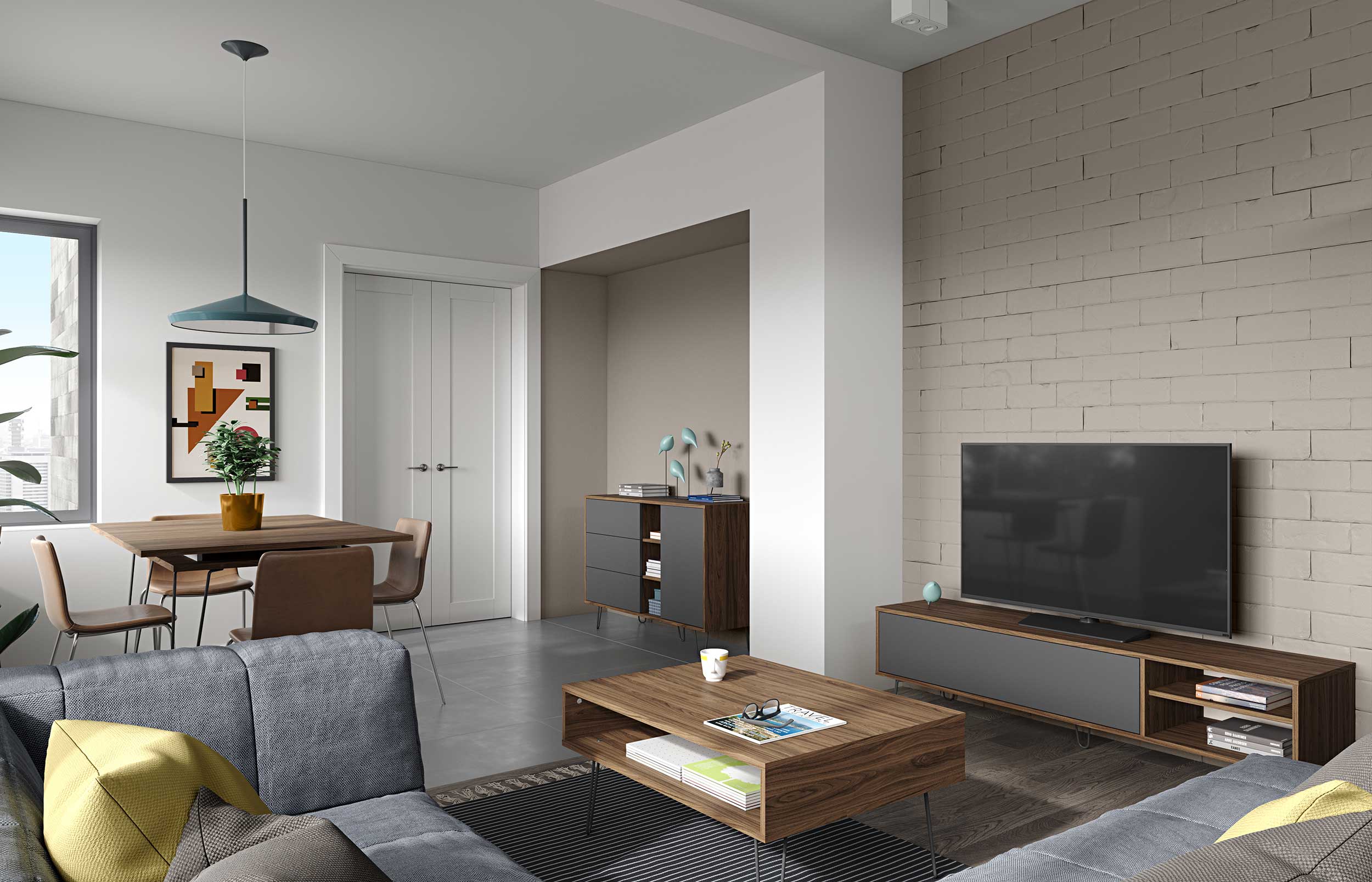 Meuble TV Jiro 165cm - noyer/anthracite - Image 10