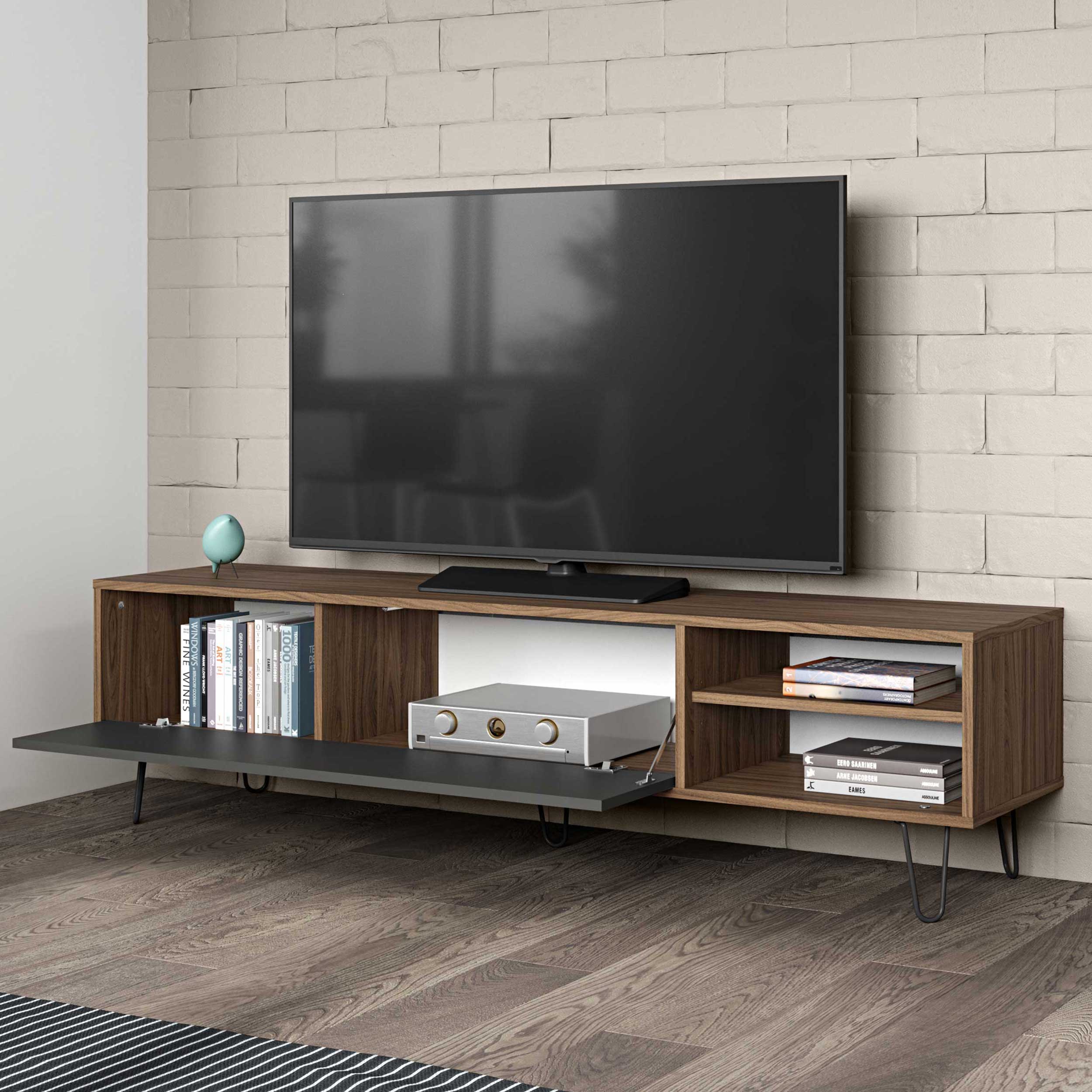 Meuble TV Jiro 165cm - noyer/anthracite