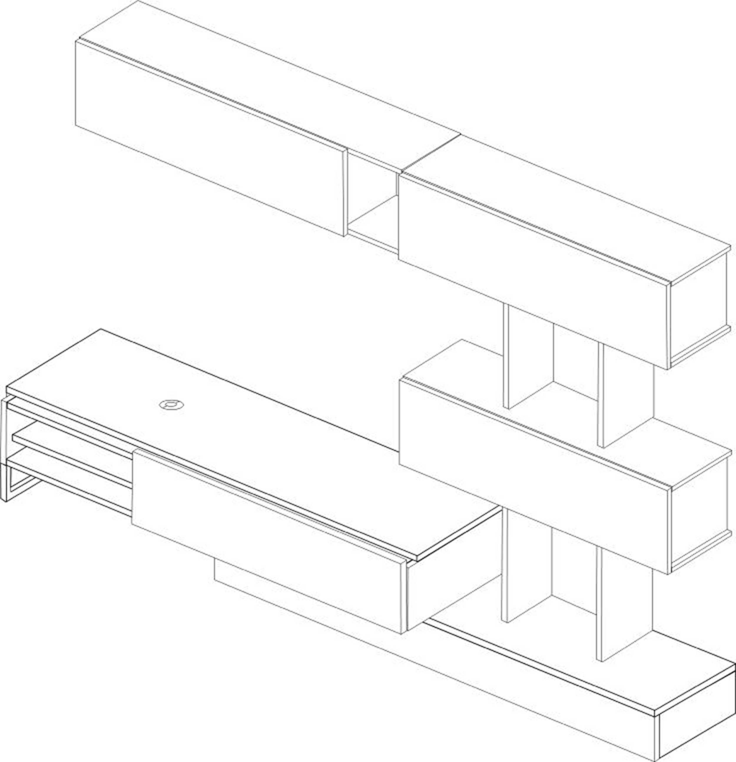 Meuble TV Judith 270cm 4 portes - gris/ décor en chêne - Image 6
