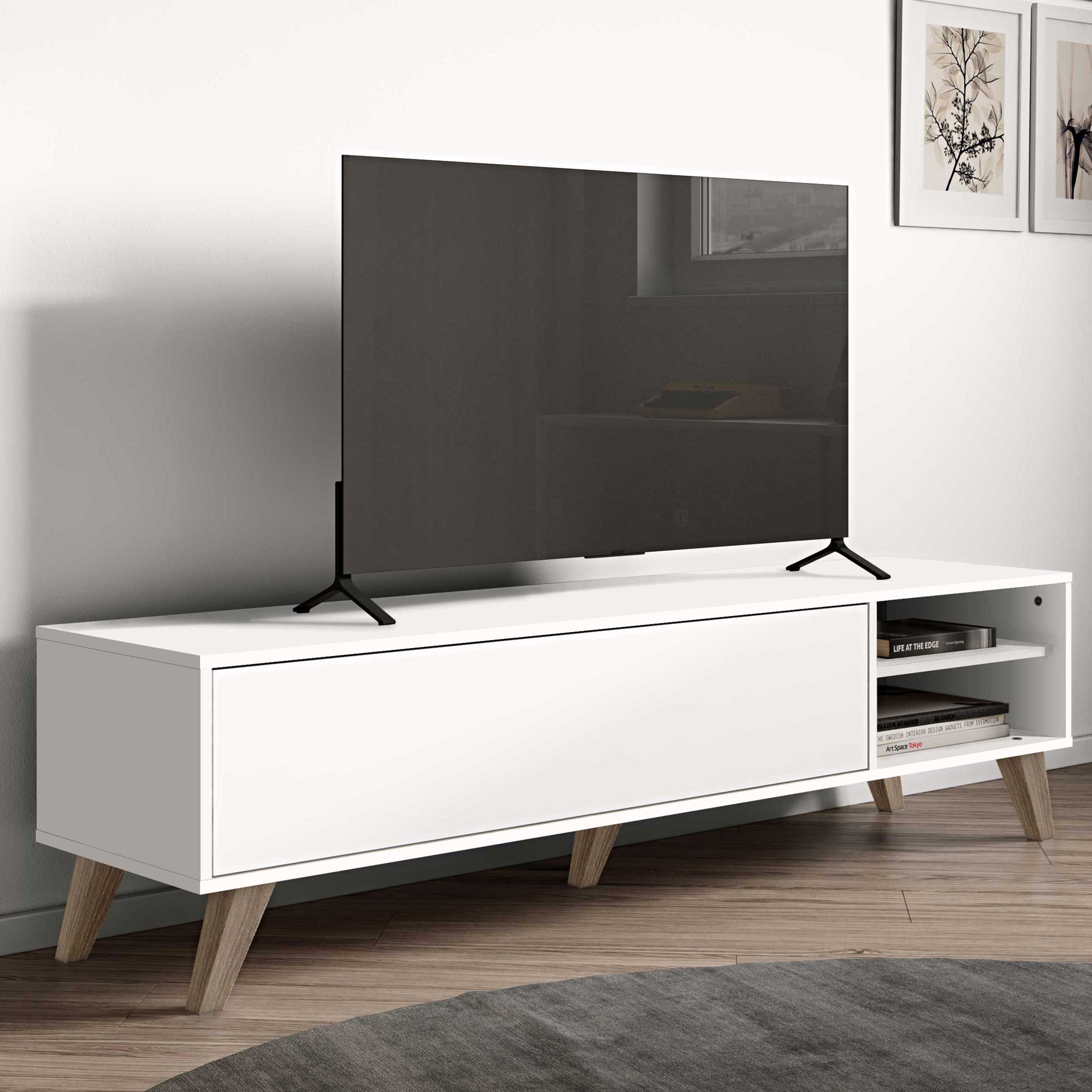 Meuble TV Kim 165cm - blanc