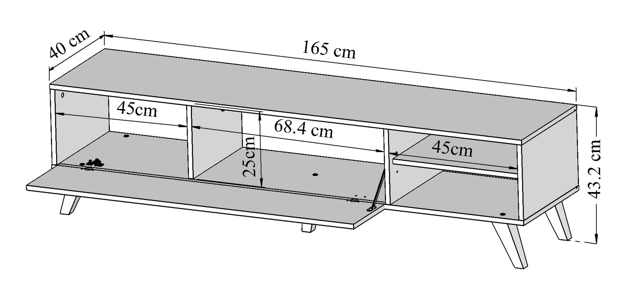 Meuble TV Kim 165cm - chêne/blanc - Image 3