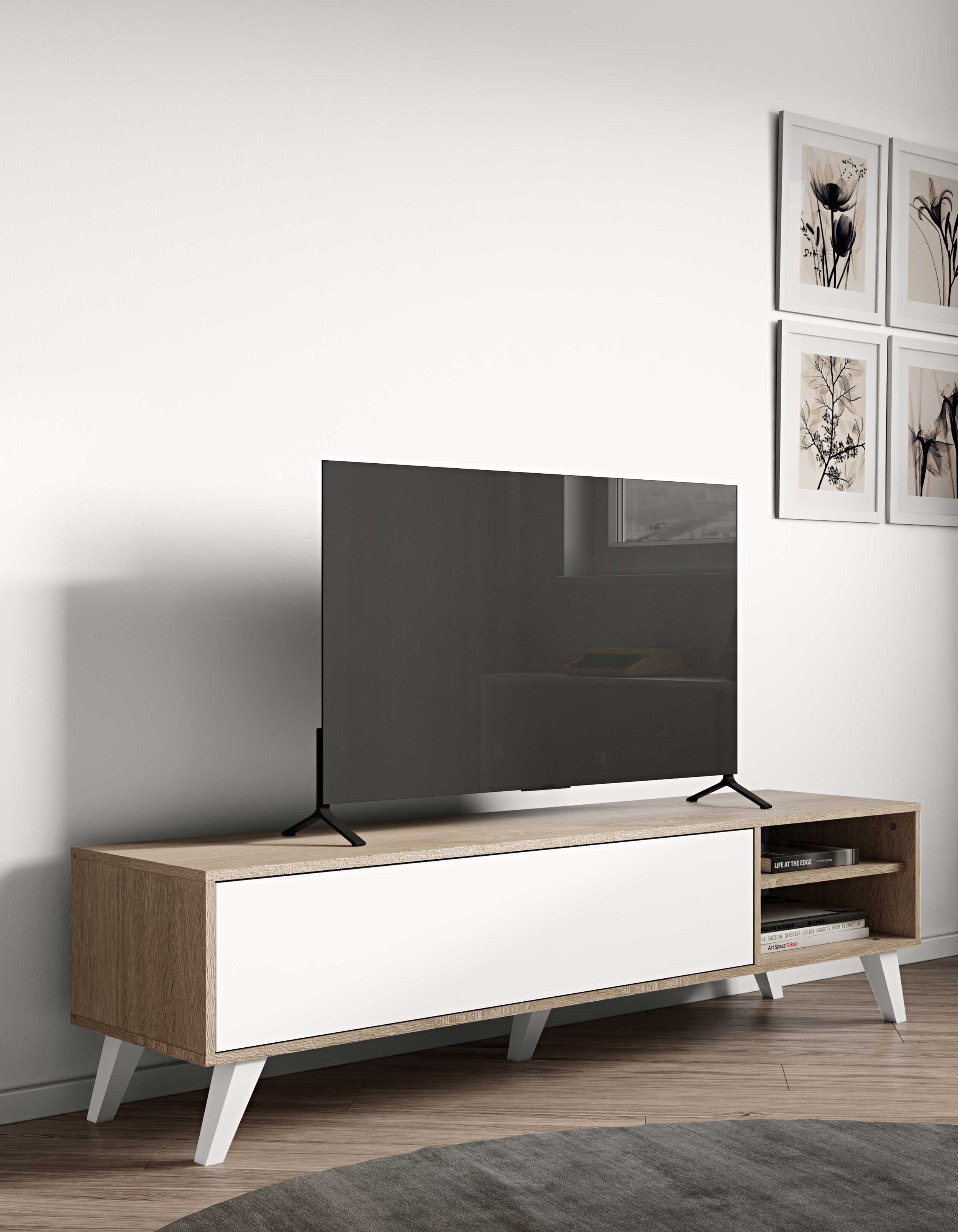 Meuble TV Kim 165cm - chêne/blanc - Image 10