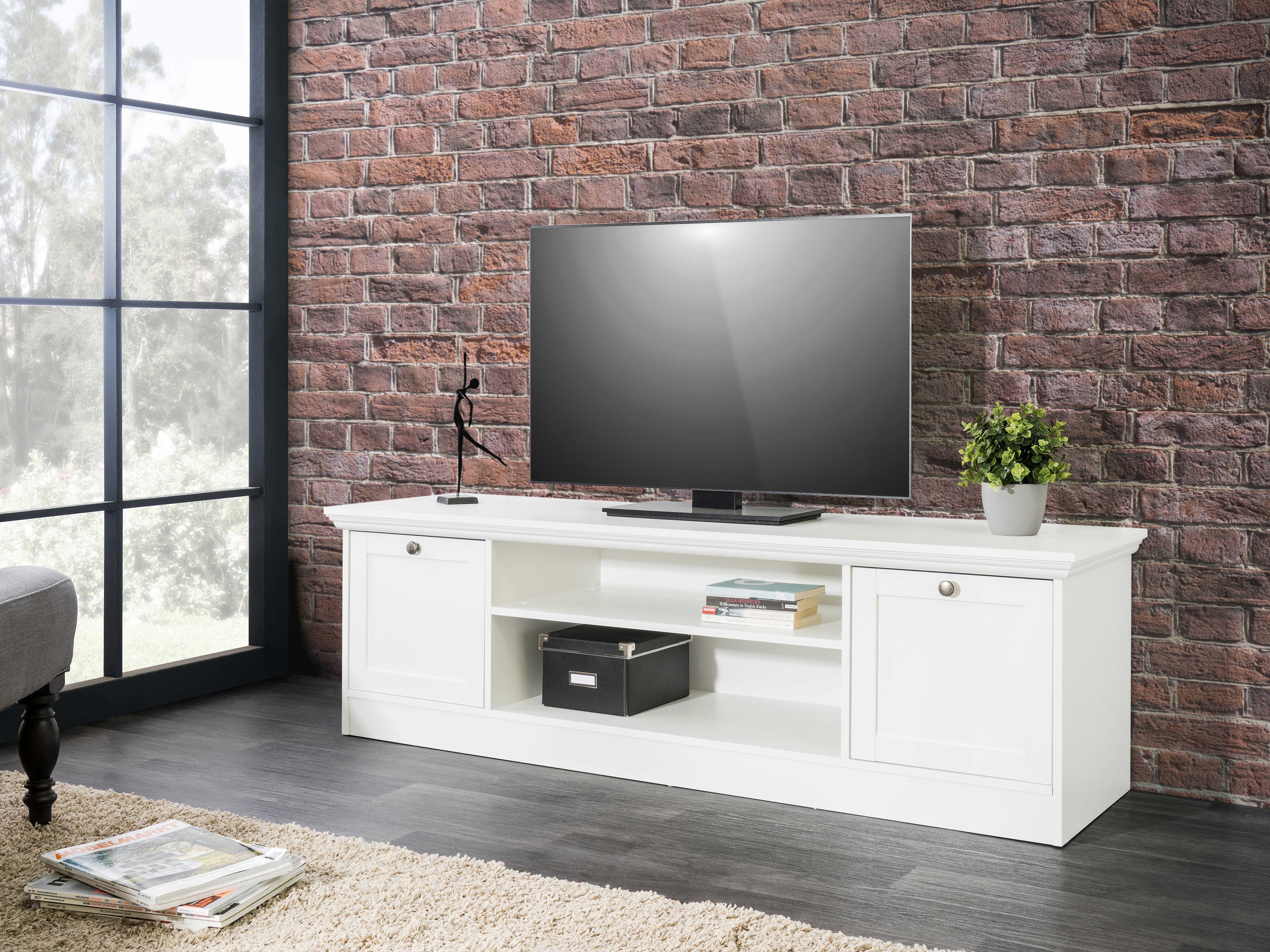 Meuble TV Landwood 160cm campagne - blanc - Image 8