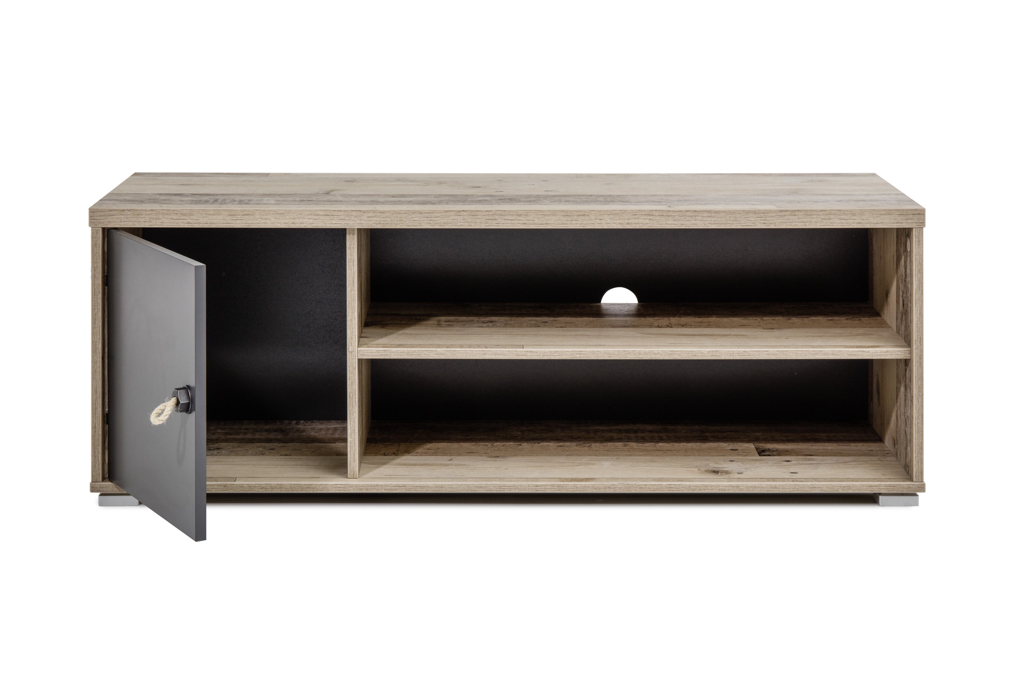 Meuble tv Moleskin 120cm avec 1 porte - anthracite/ancien style - Image 2