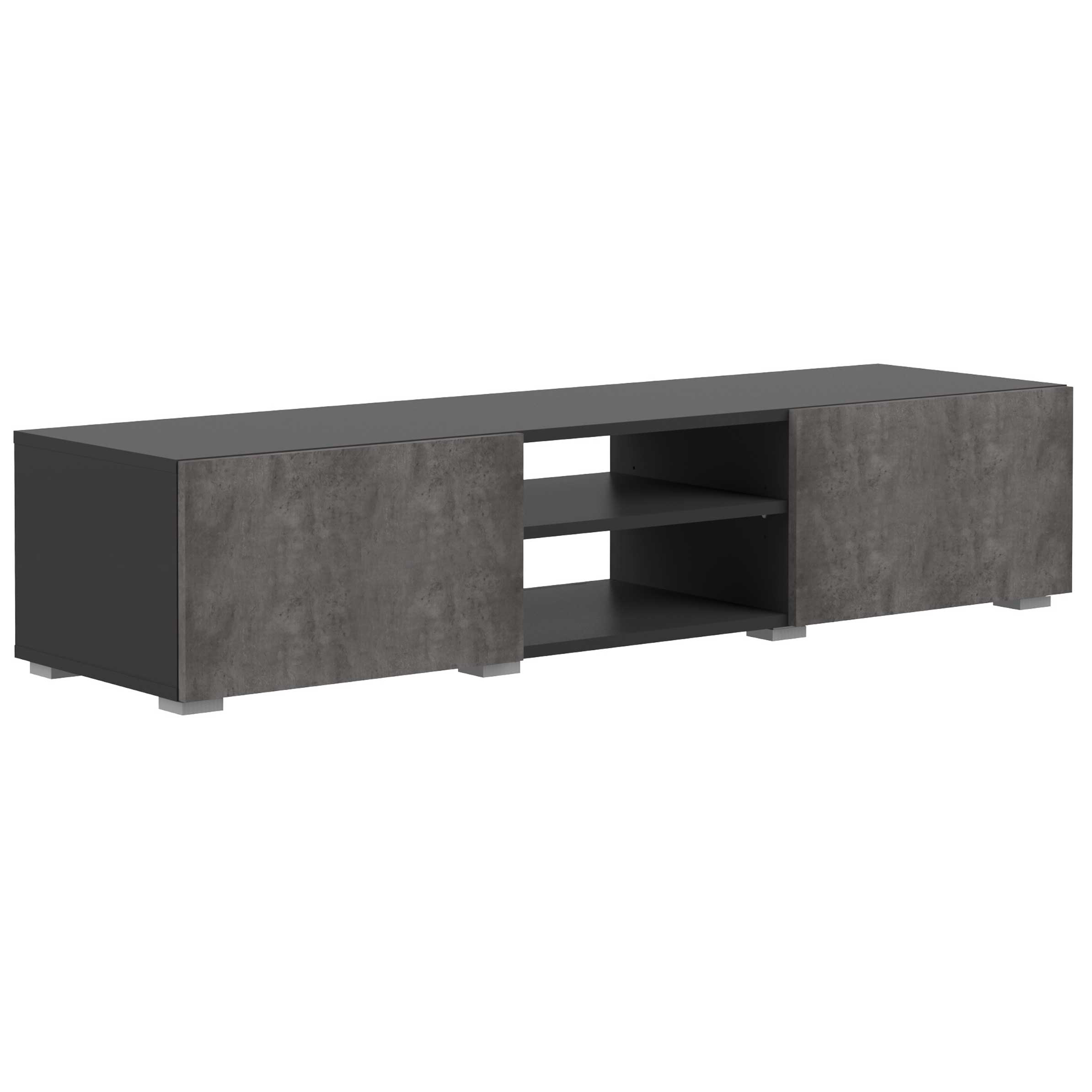 Meuble TV Podium 140 cm - noir/béton - Image 11