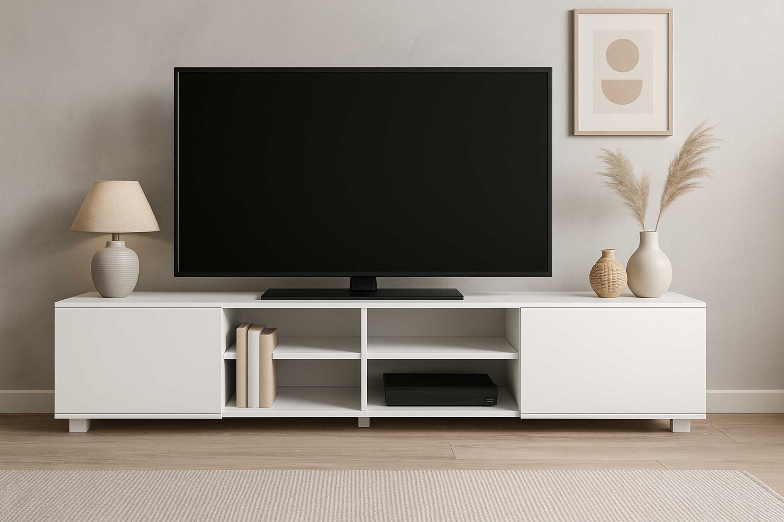 Meuble TV Podium 185 cm - blanc - Image 9