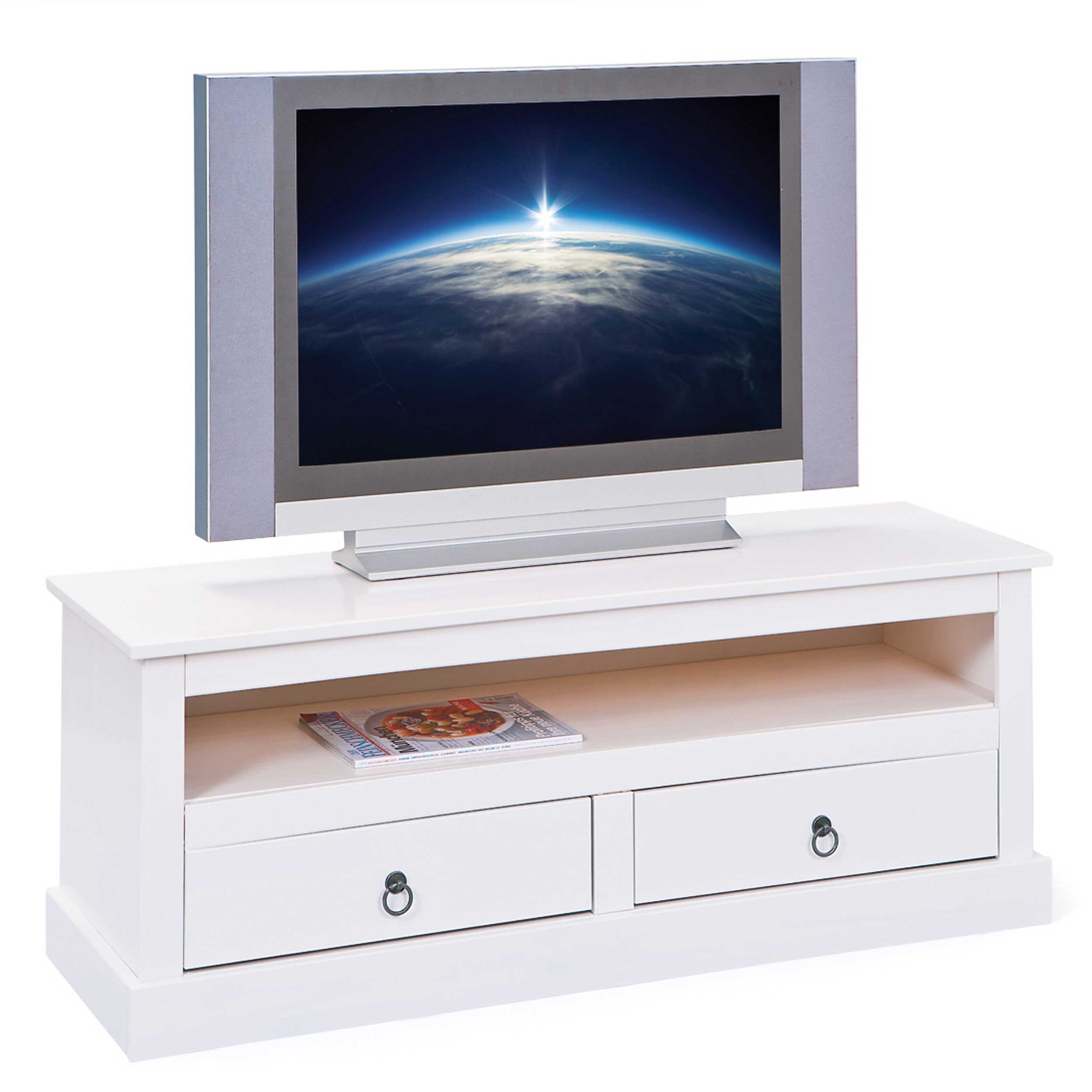 Meuble tv Provence 118cm à 2 tiroirs - blanc - Image 8