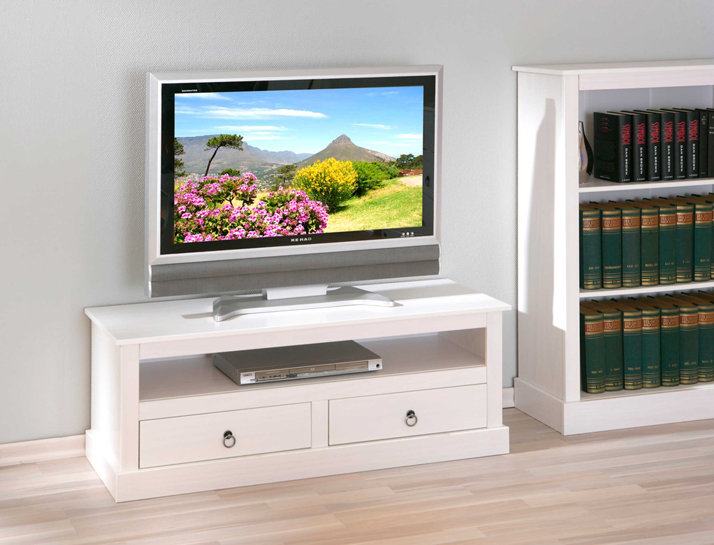 Meuble tv Provence 118cm à 2 tiroirs - blanc - Image 9