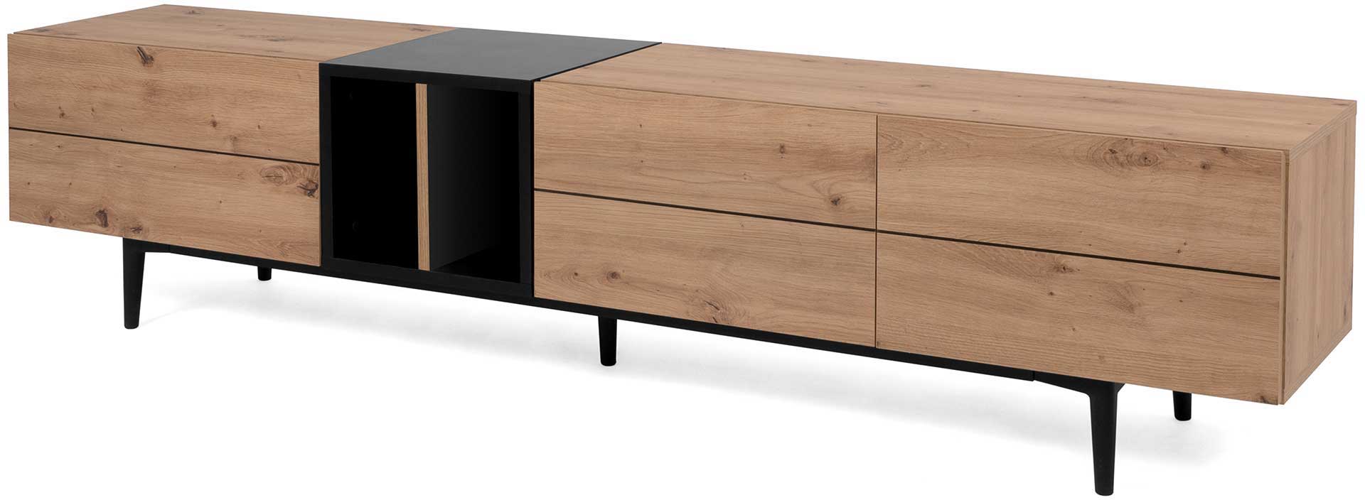 Meuble TV Ted 195cm 3 portes - chêne/noir - Image 11