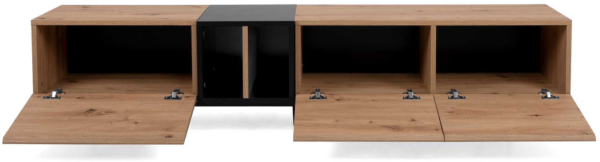 Meuble TV Ted 195cm 3 portes - chêne/noir - Image 3