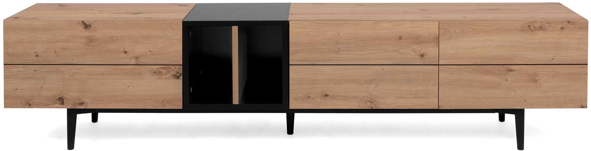 Meuble TV Ted 195cm 3 portes - chêne/noir - Image 5