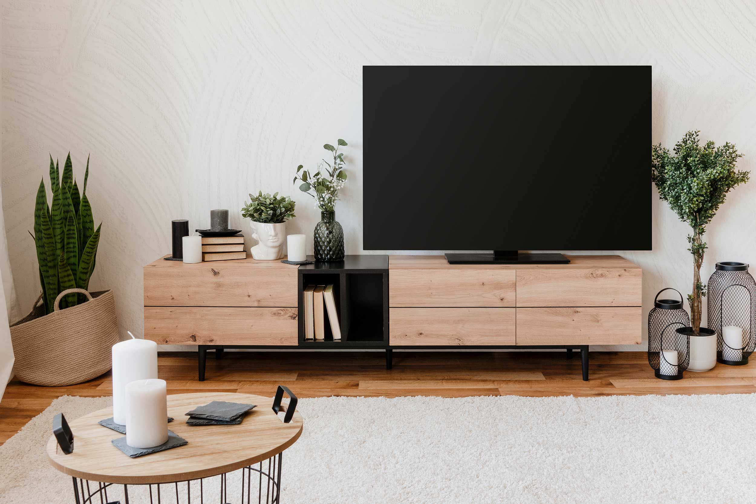 Meuble TV Ted 195cm 3 portes - chêne/noir - Image 7