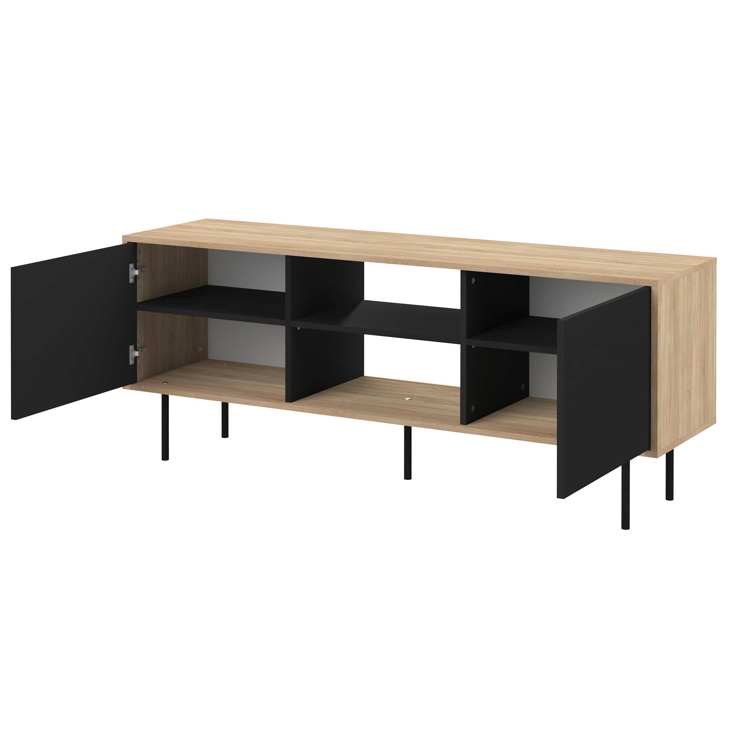 Meuble TV Vibe 150cm - chêne/noir - Image 8