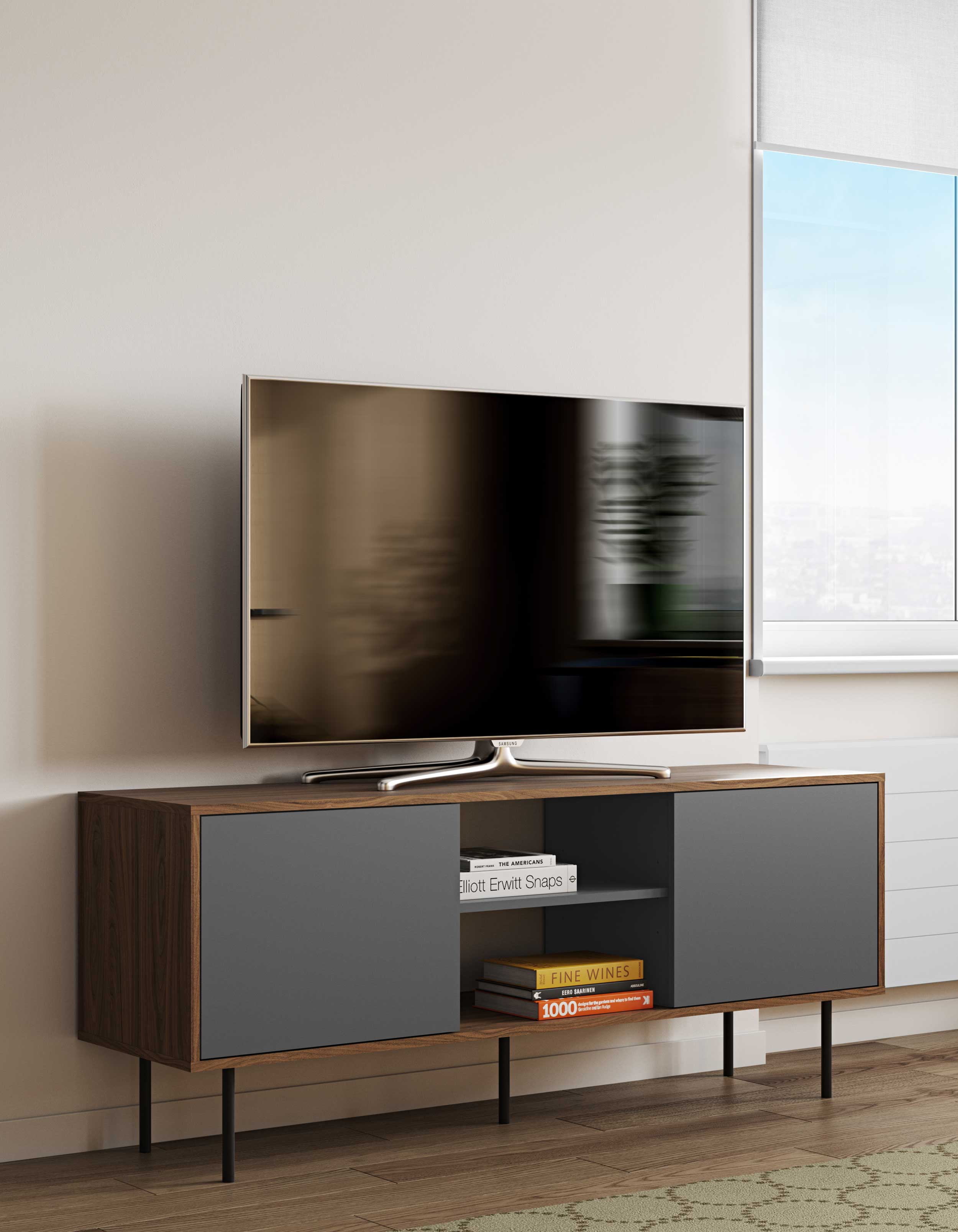 Meuble TV Vibe 150cm - noyer/gris - Image 10