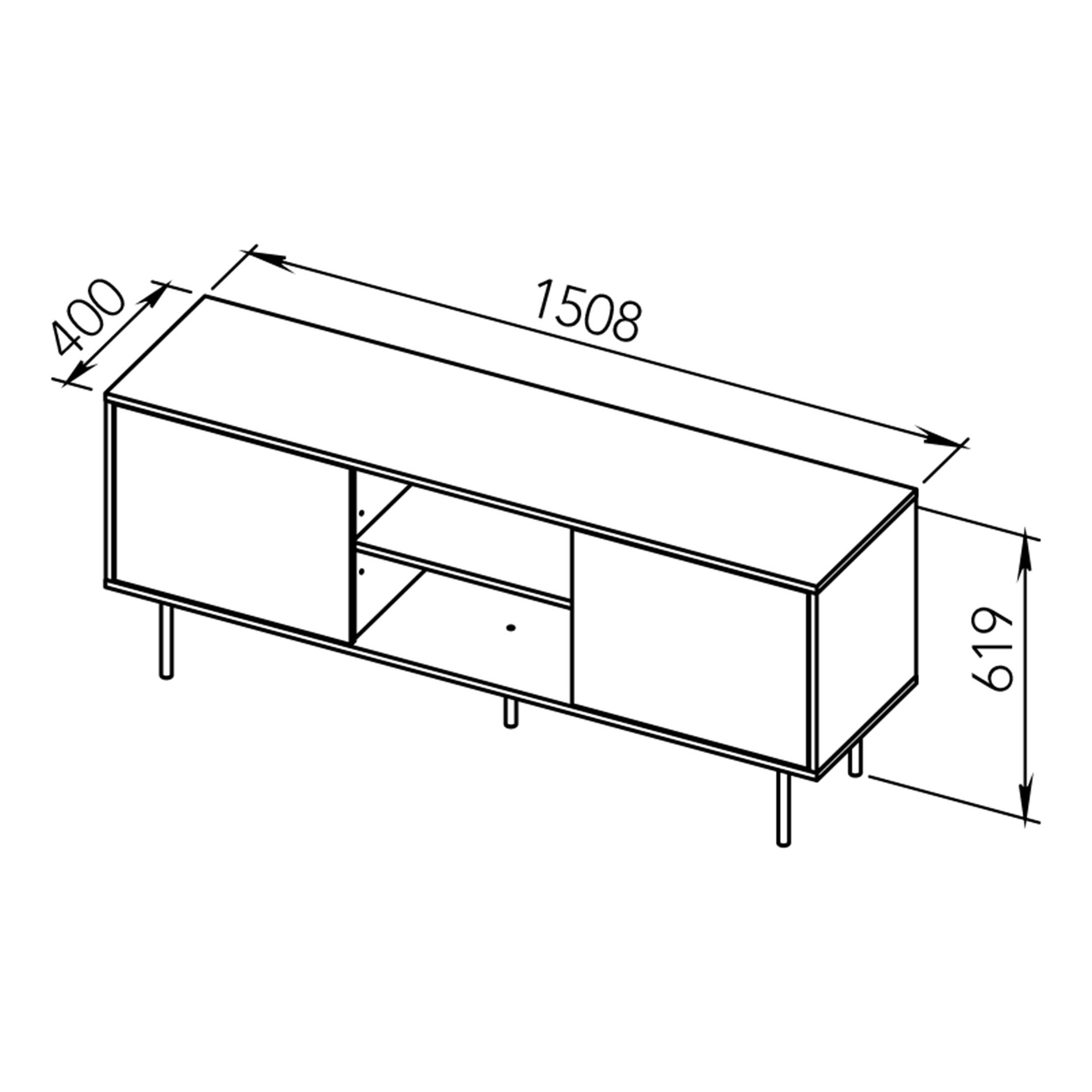 Meuble TV Vibe 150cm - noyer/gris - Image 3