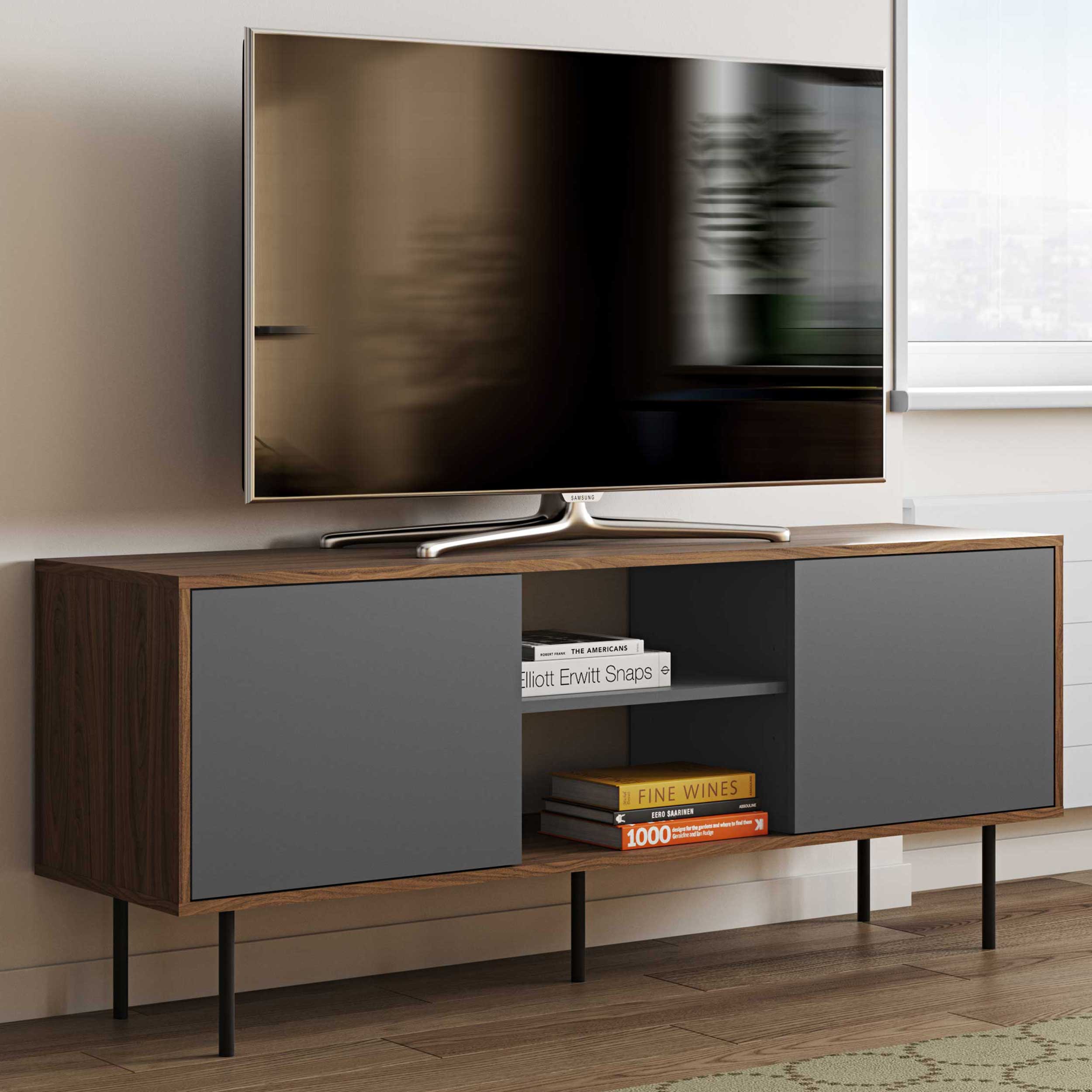 Meuble TV Vibe 150cm - noyer/gris - Image 1